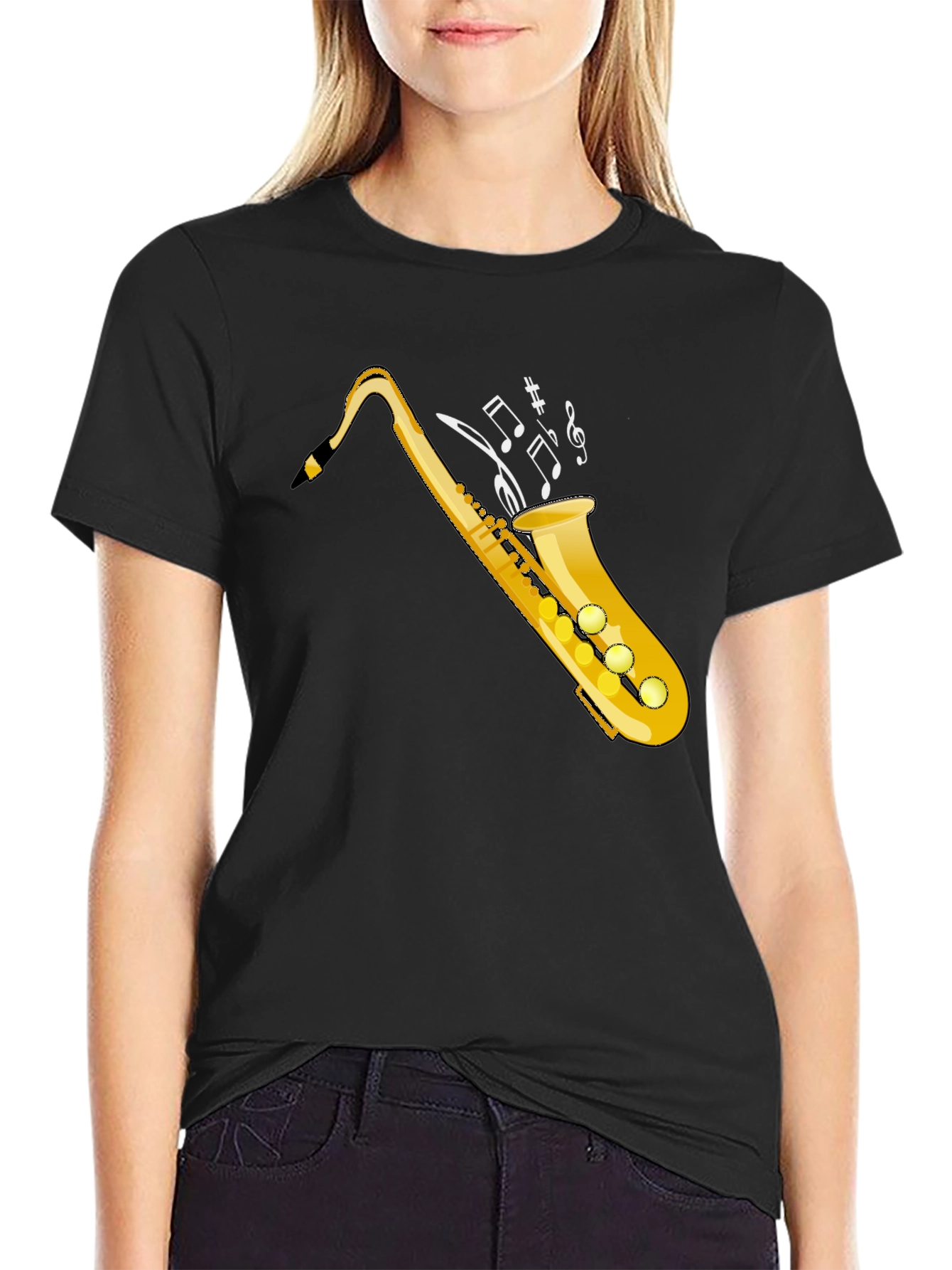 Saxophone Music Notes Graphic Tee