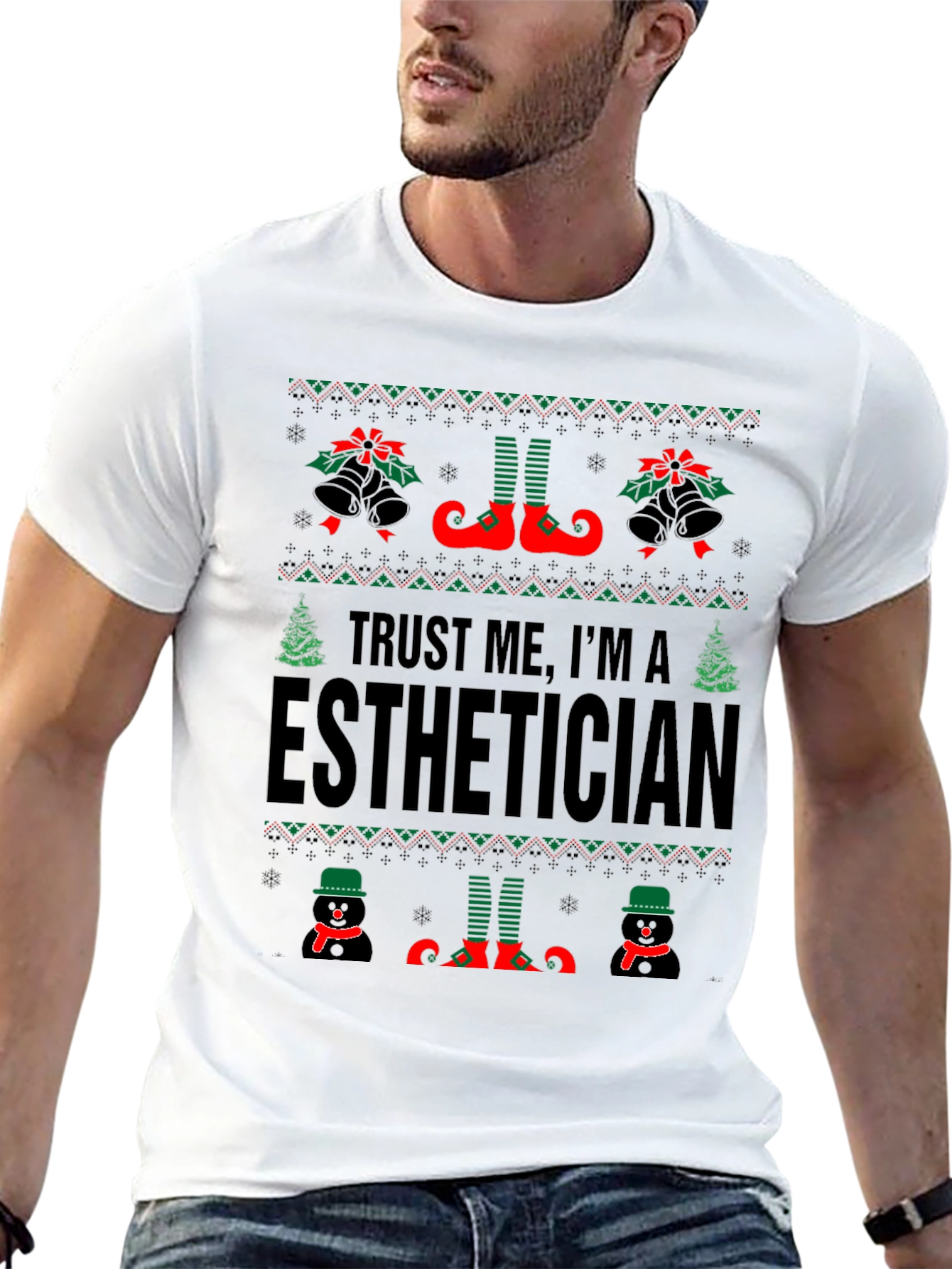 Esthetician Ugly Christmas Sweater T-Shirt