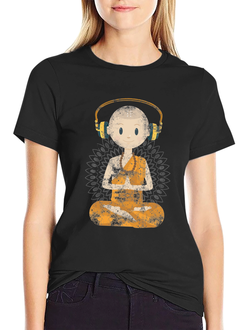 Zen Monk DJ Graphic Tee - Black T-Shirt