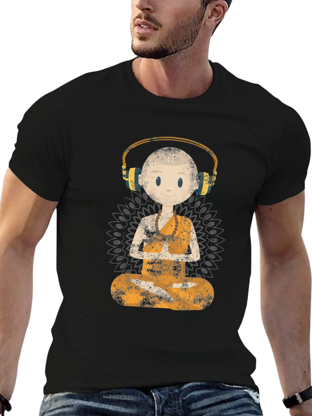 Zen Monk DJ Graphic Tee - Black T-Shirt