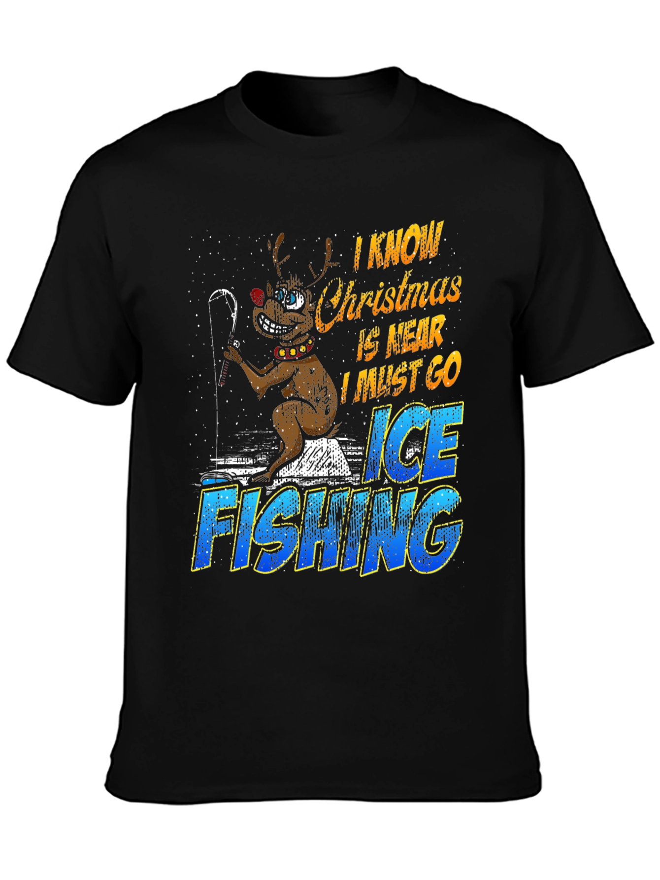 Christmas Ice Fishing Graphic T-Shirt