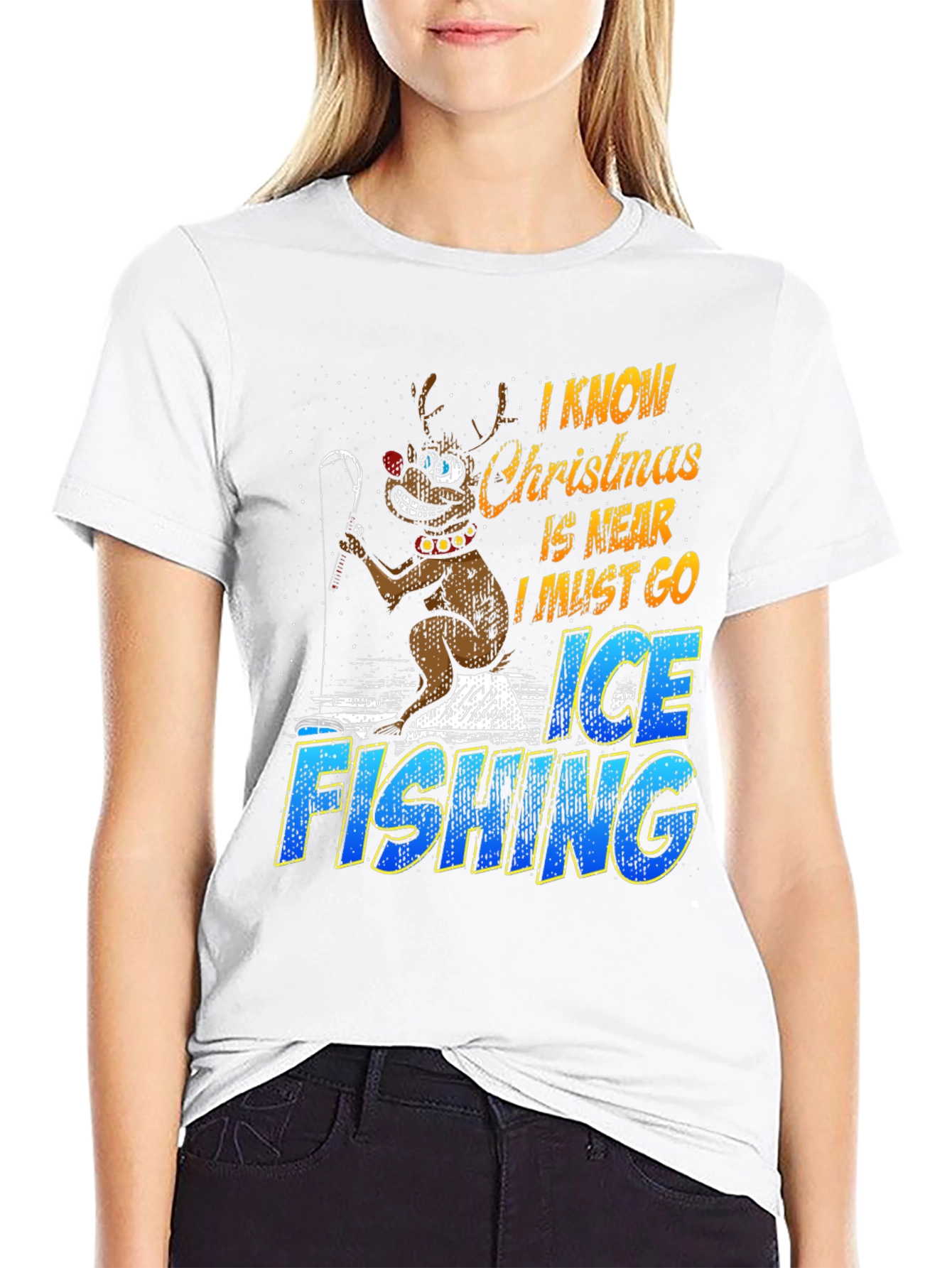 Christmas Ice Fishing Graphic T-Shirt