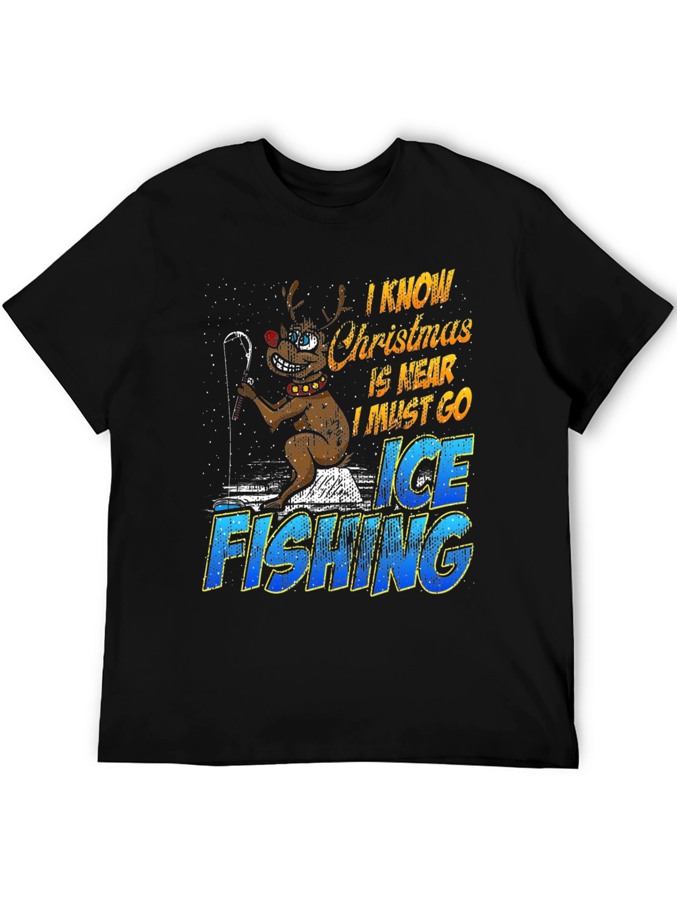 Christmas Ice Fishing Graphic T-Shirt