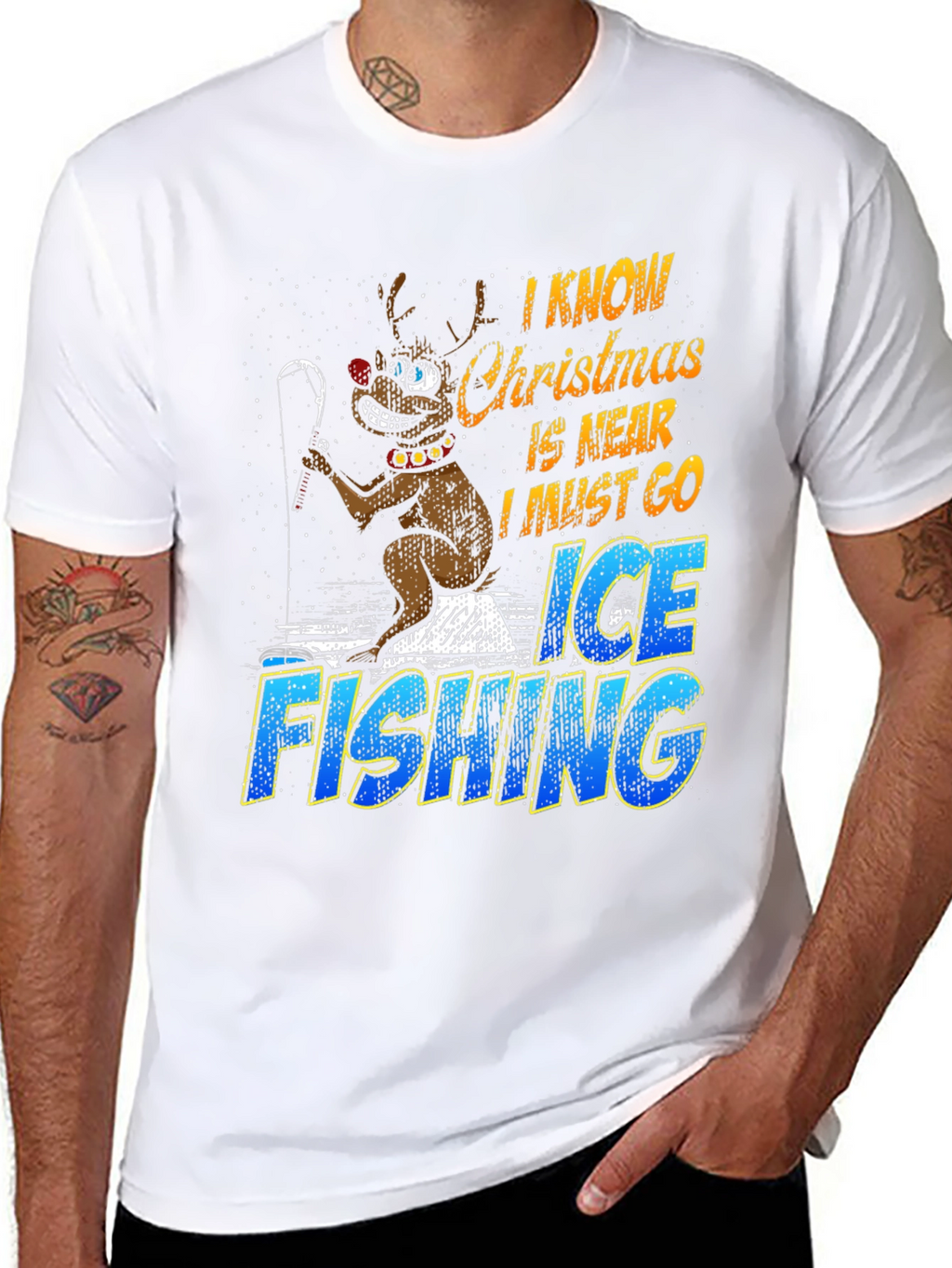 Christmas Ice Fishing Graphic T-Shirt