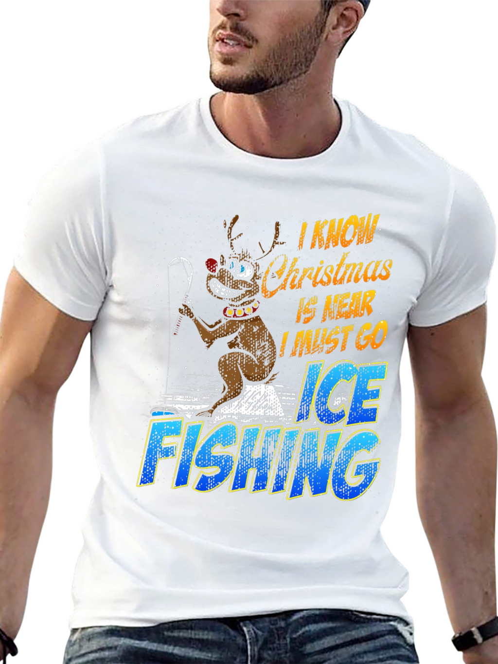 Christmas Ice Fishing Graphic T-Shirt
