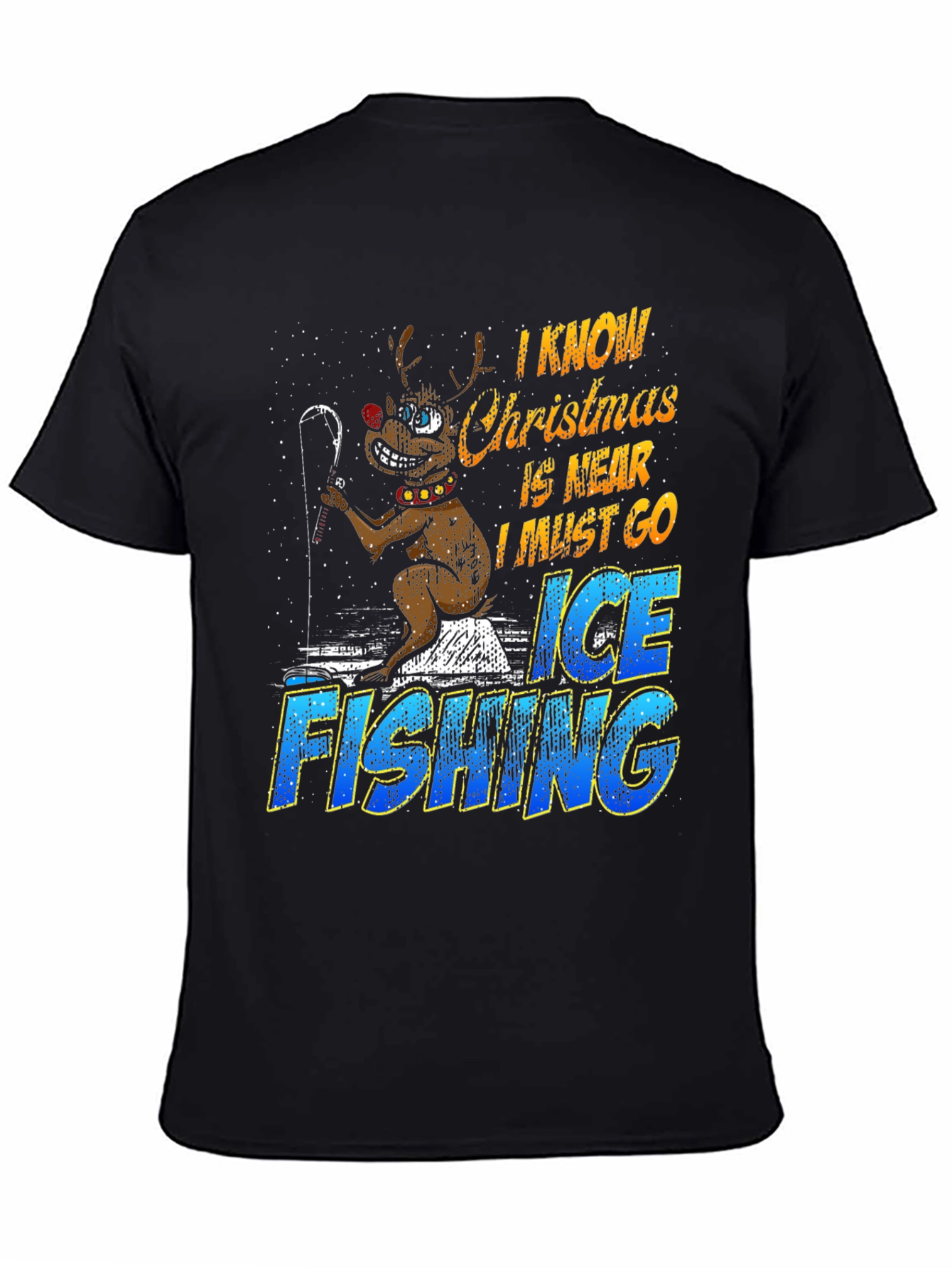 Christmas Ice Fishing Graphic T-Shirt