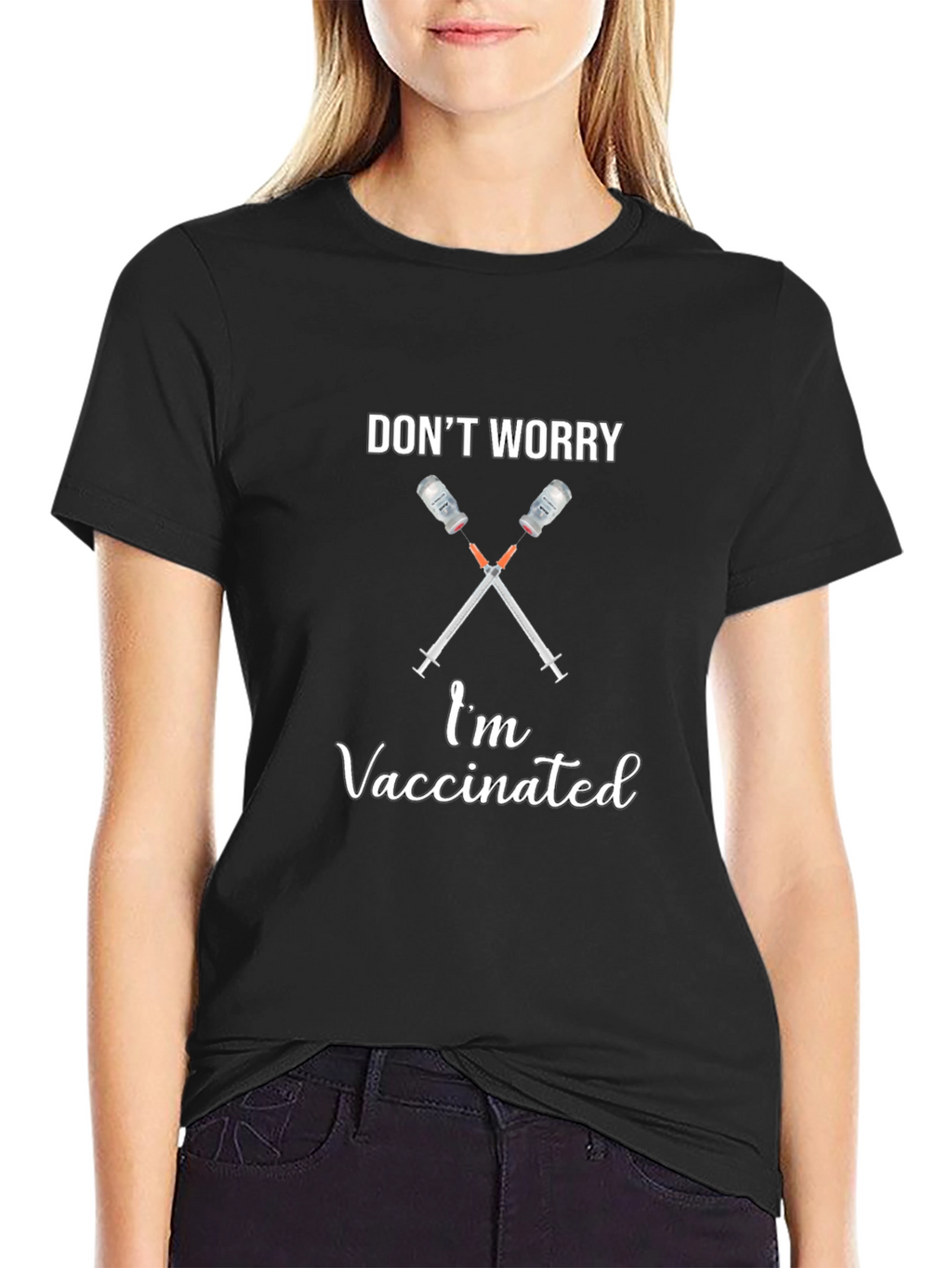 Dont Worry Im Vaccinated Black T-Shirt