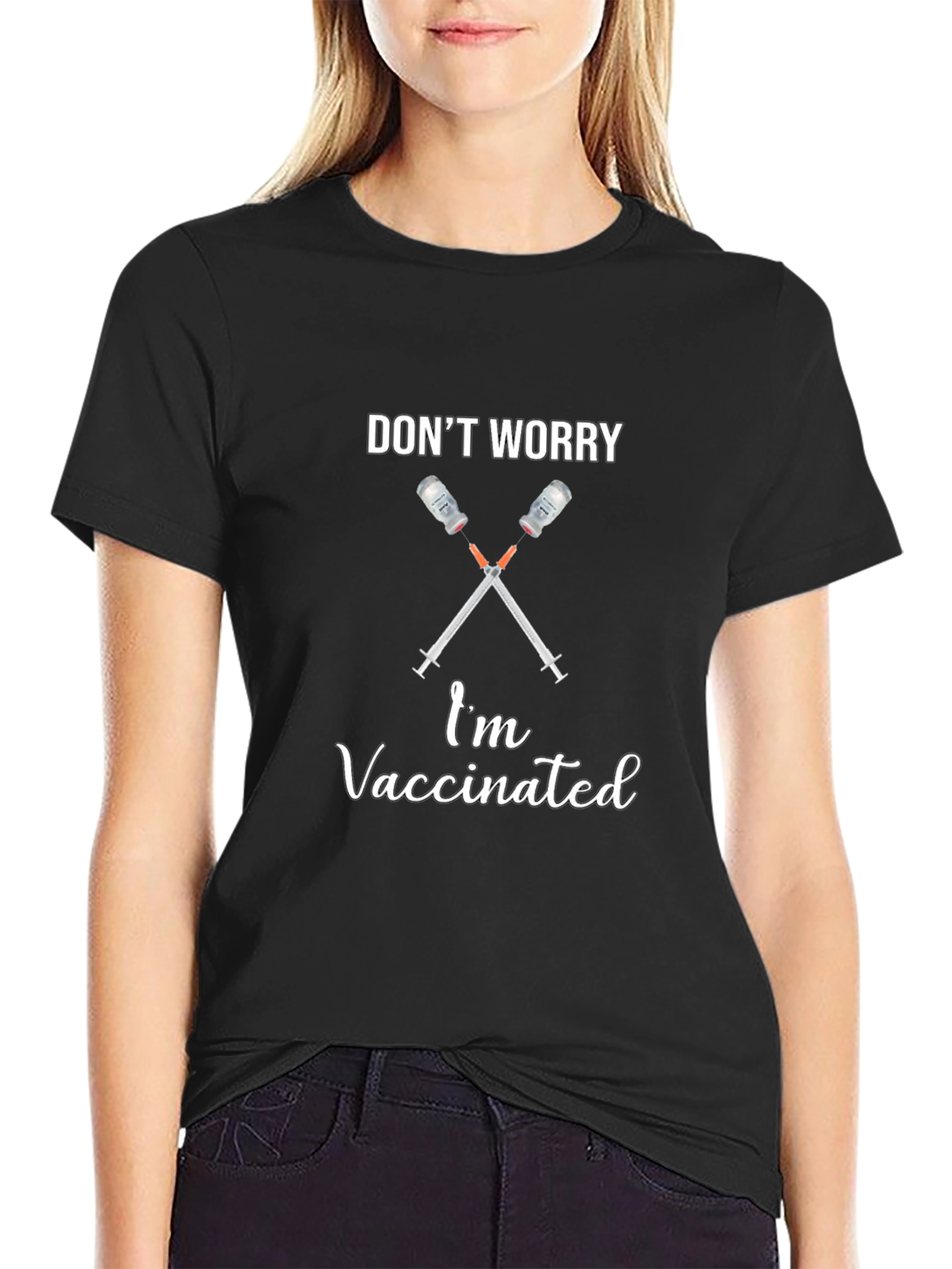 Dont Worry Im Vaccinated Black T-Shirt