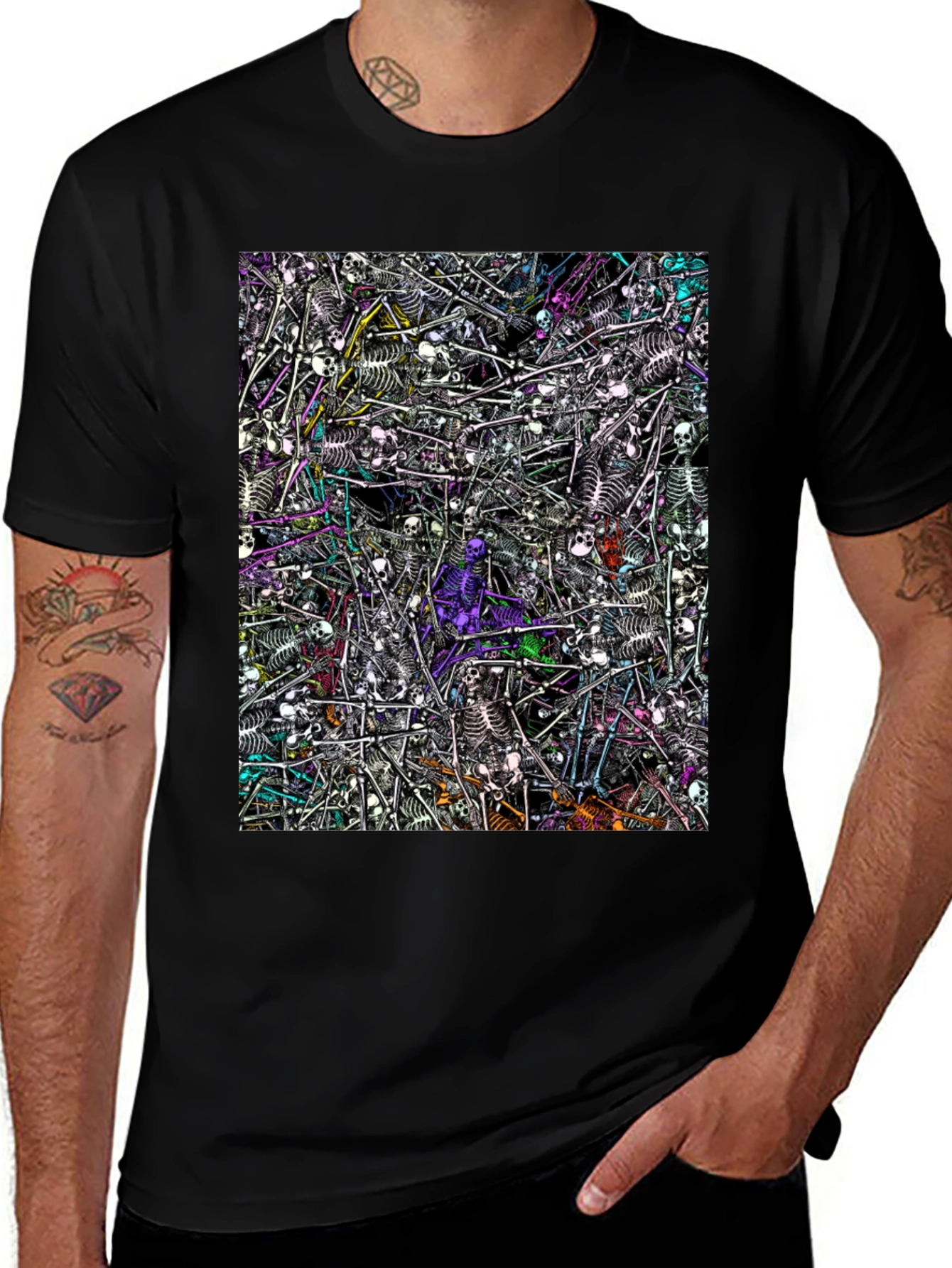 Skeleton Pile Graphic Tee - Black