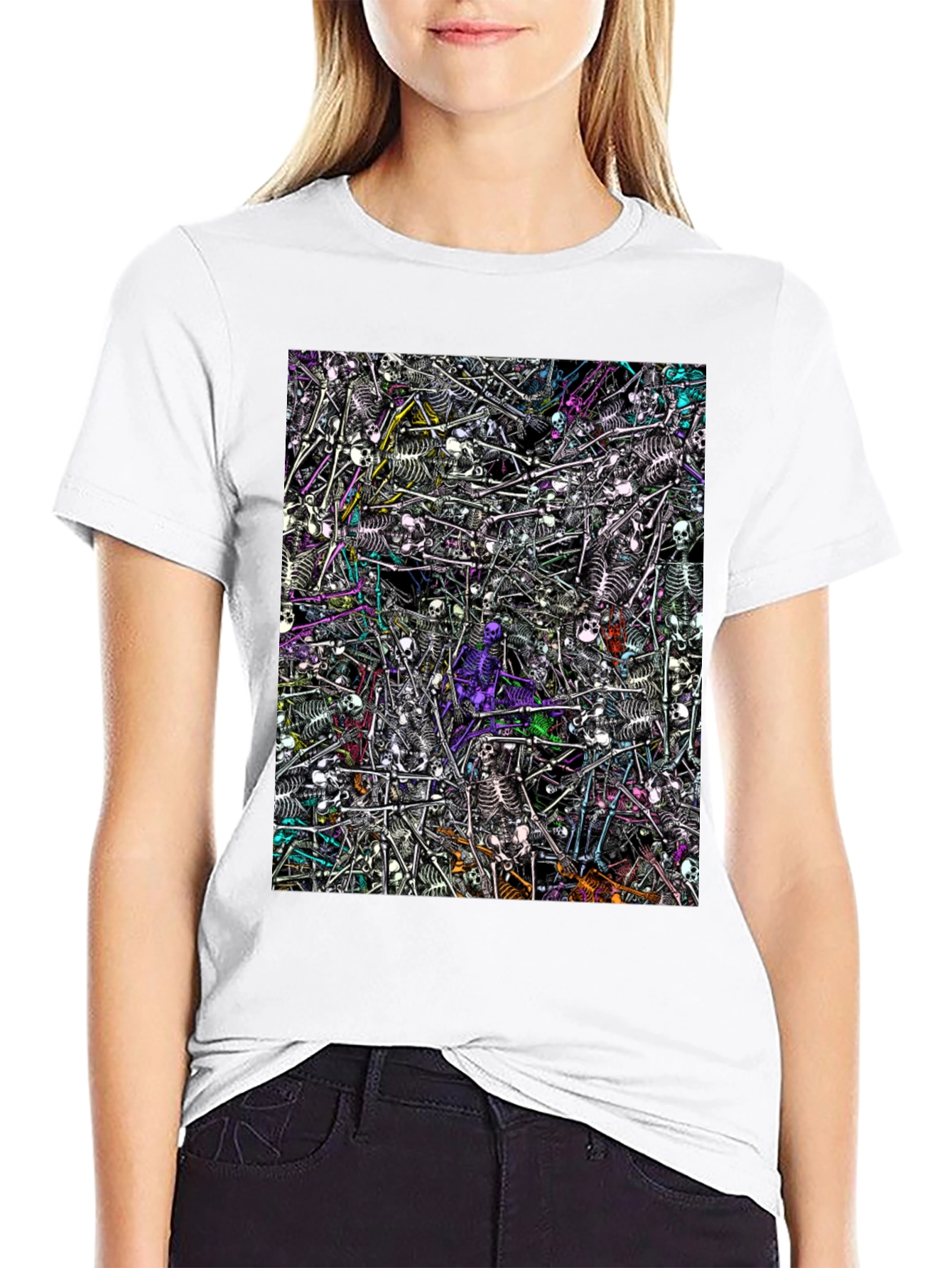 Skeleton Pile Graphic Tee - Black