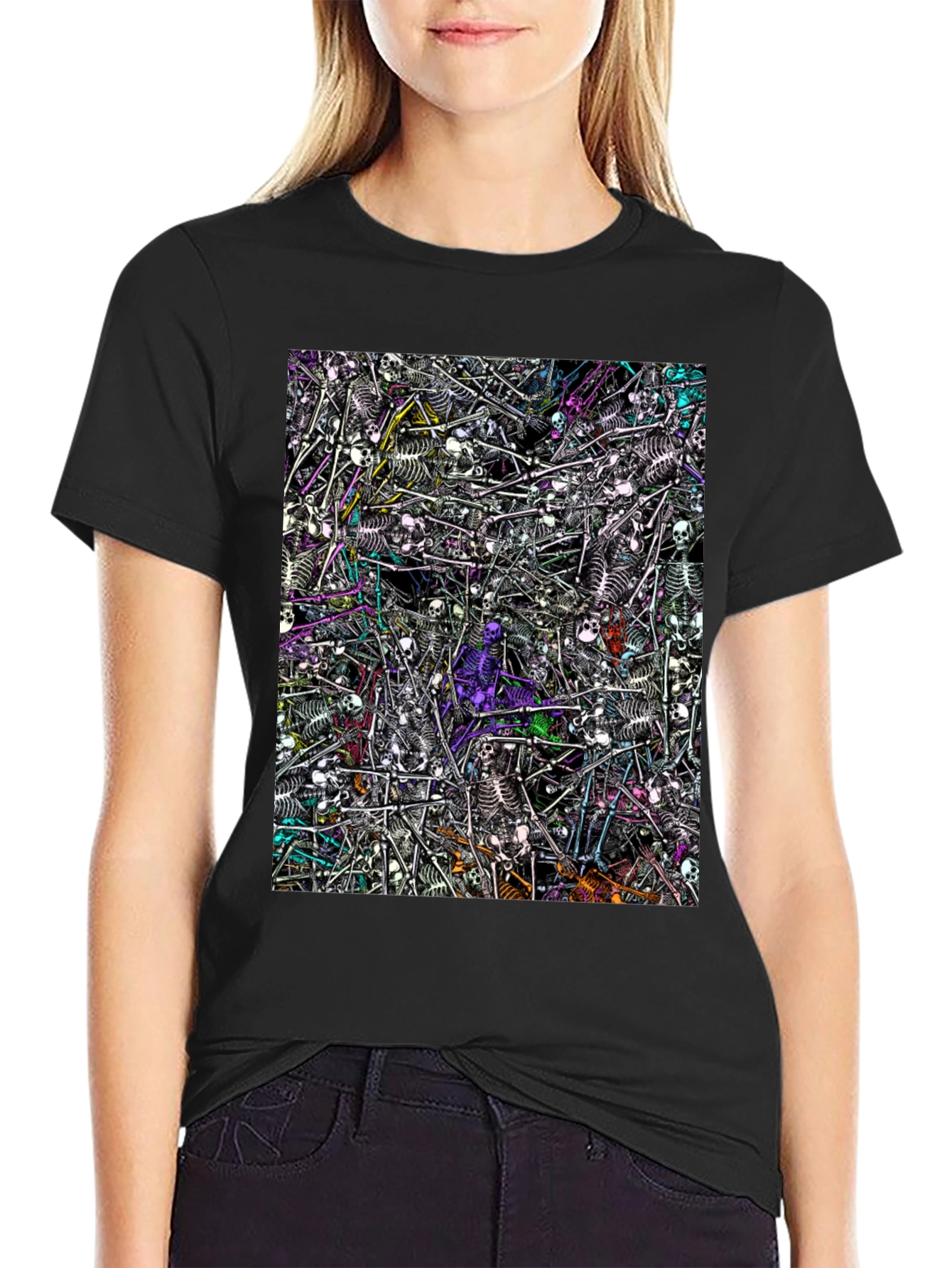 Skeleton Pile Graphic Tee - Black