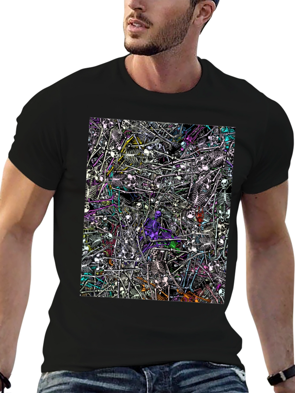 Skeleton Pile Graphic Tee - Black
