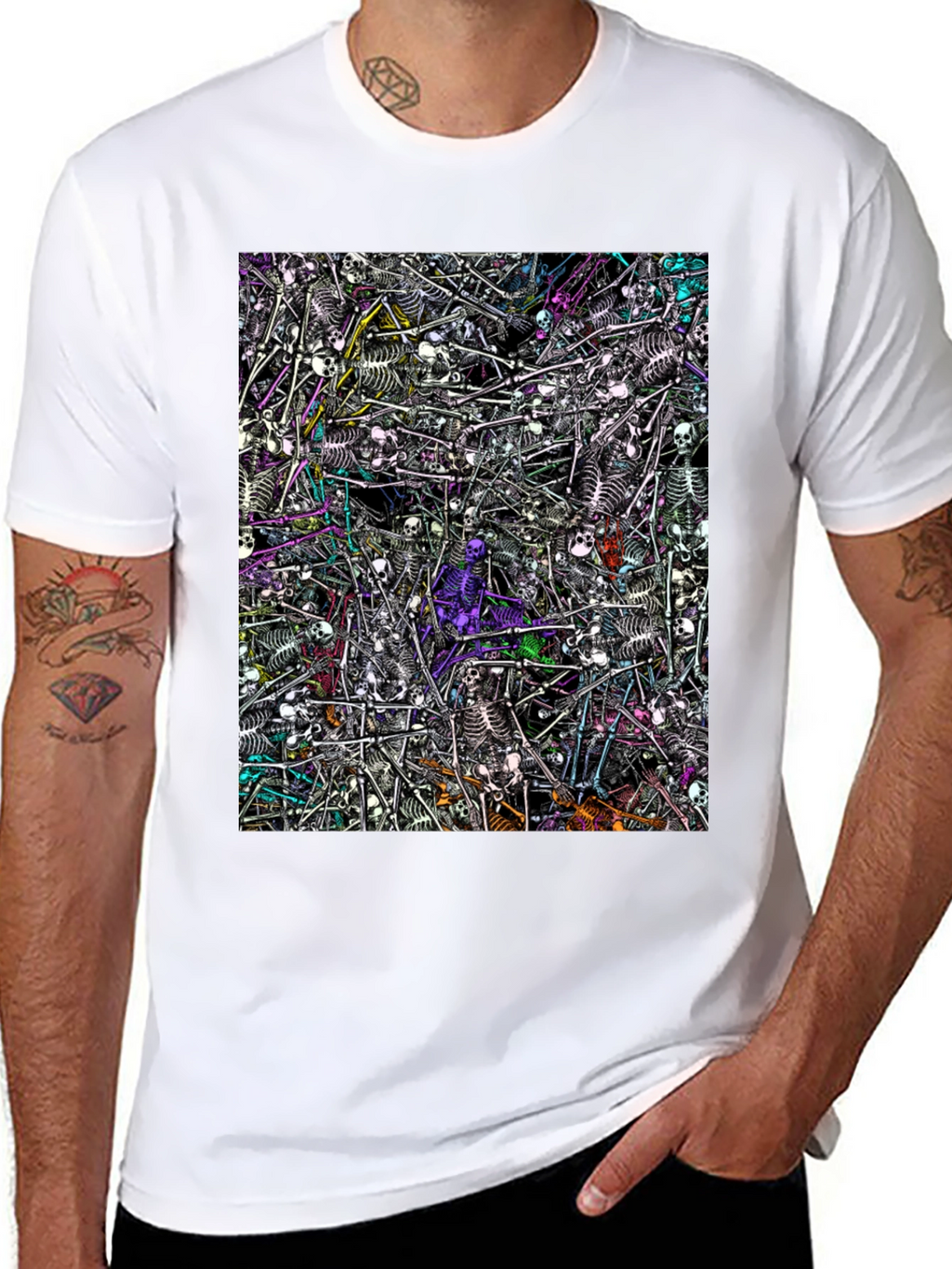 Skeleton Pile Graphic Tee - Black