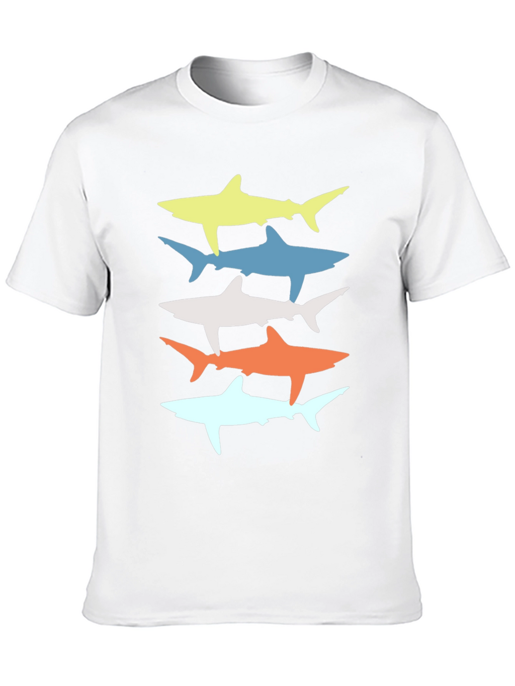 Retro Shark Stack Graphic Tee - Cool Casual Style