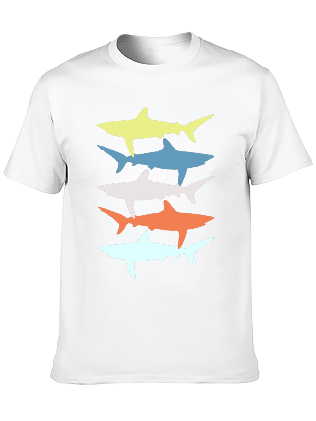 Retro Shark Stack Graphic Tee - Cool Casual Style