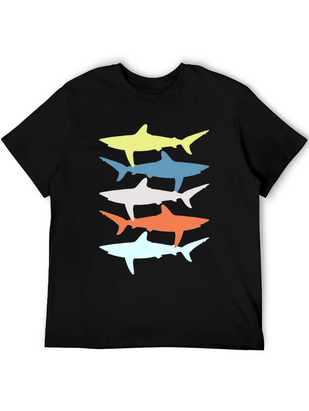 Retro Shark Stack Graphic Tee - Cool Casual Style