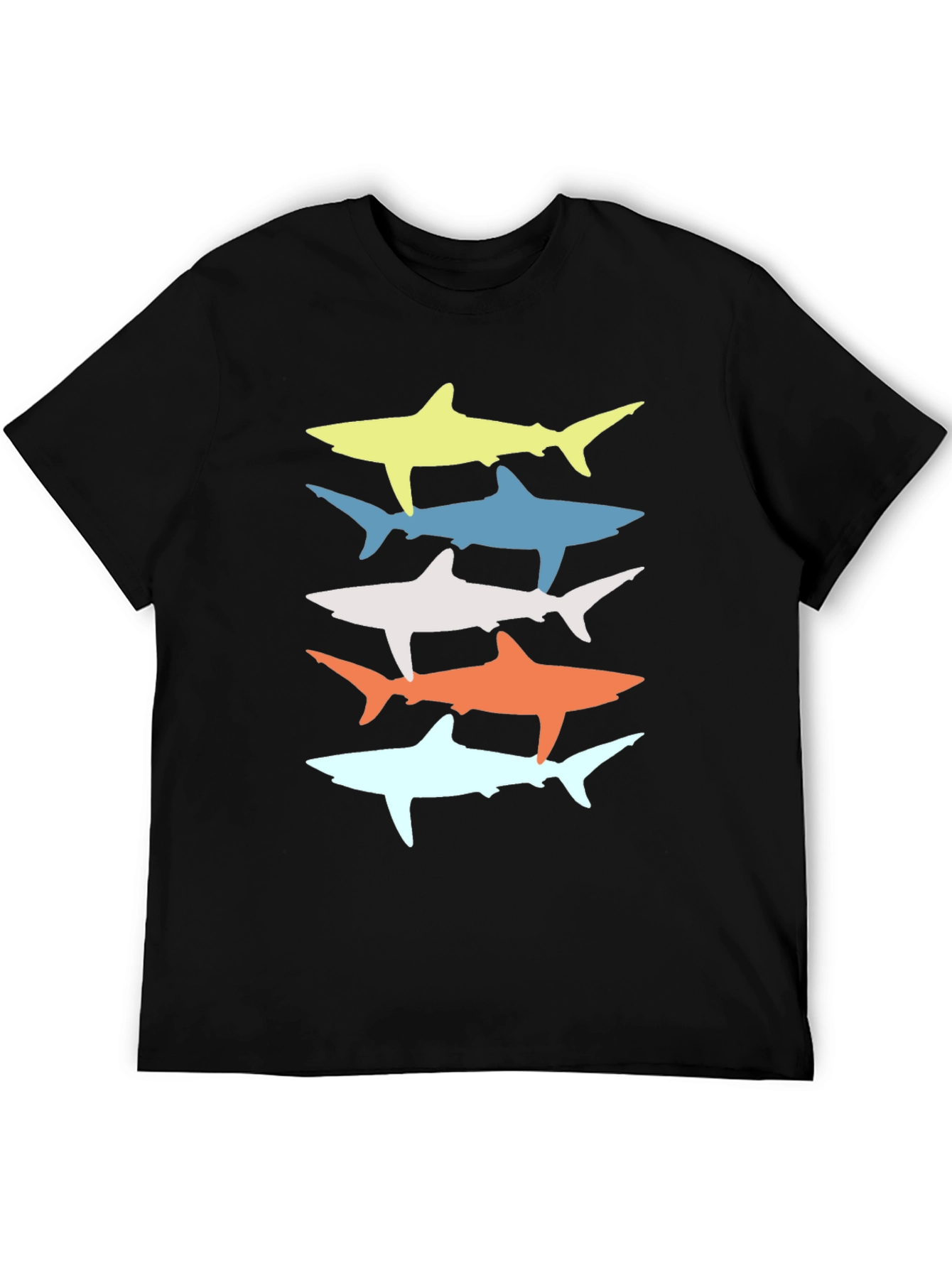 Retro Shark Stack Graphic Tee - Cool Casual Style