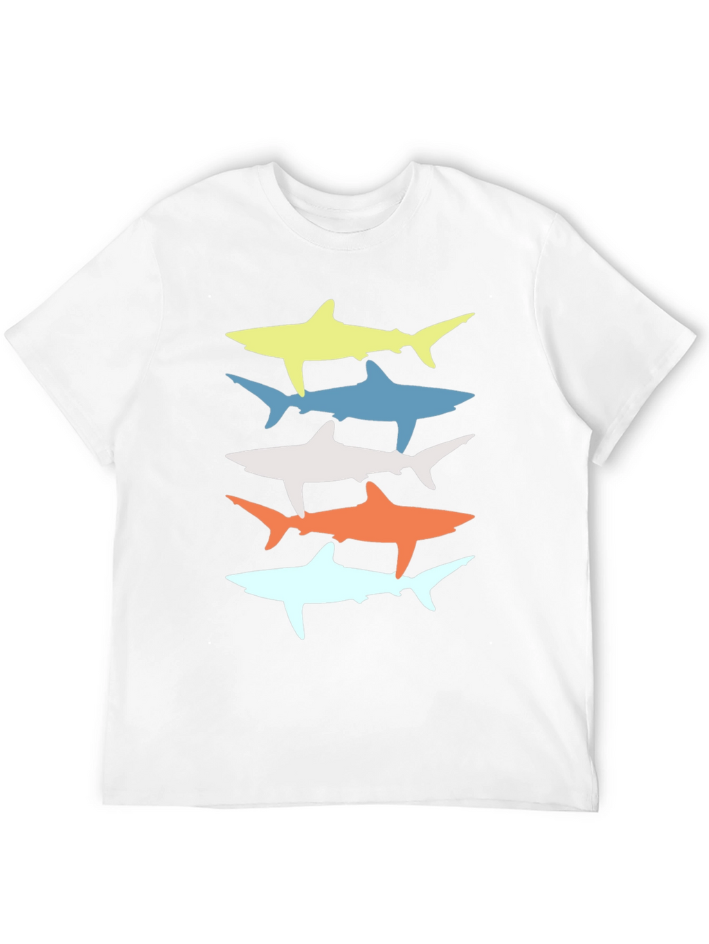 Retro Shark Stack Graphic Tee - Cool Casual Style