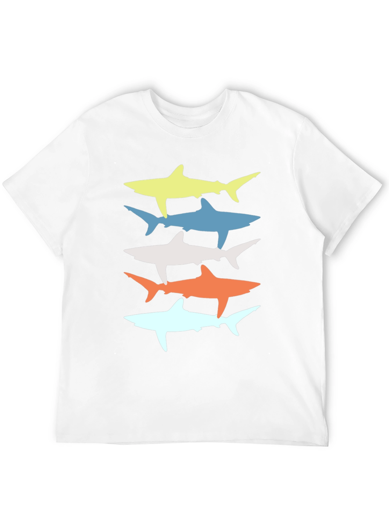 Retro Shark Stack Graphic Tee - Cool Casual Style