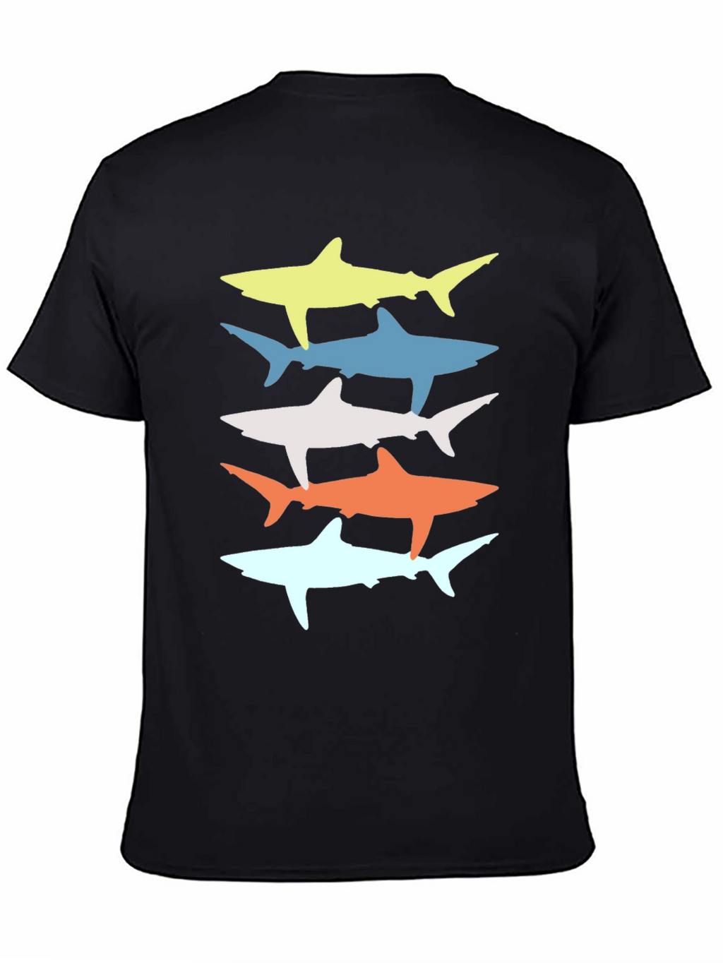 Retro Shark Stack Graphic Tee - Cool Casual Style