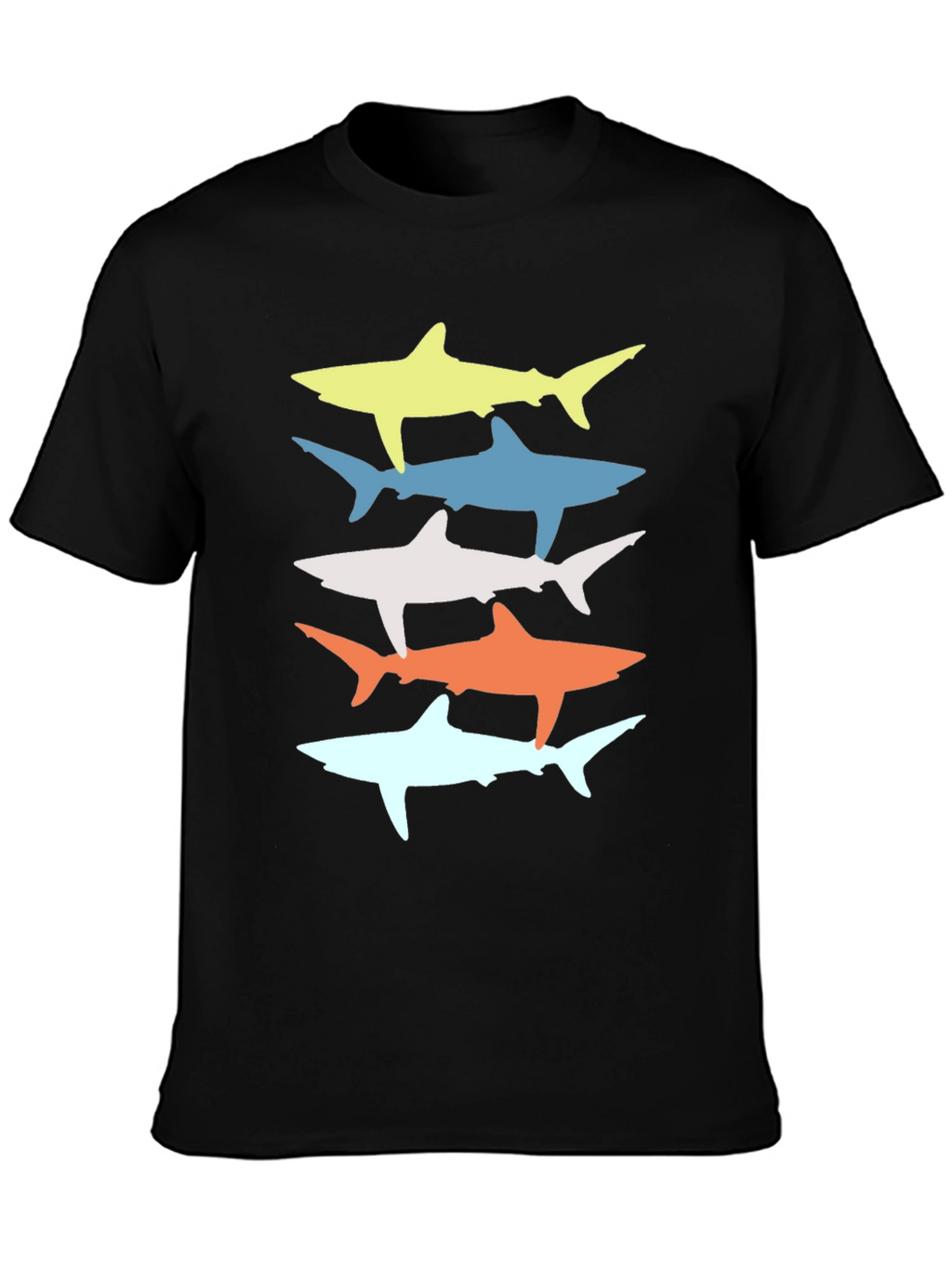 Retro Shark Stack Graphic Tee - Cool Casual Style