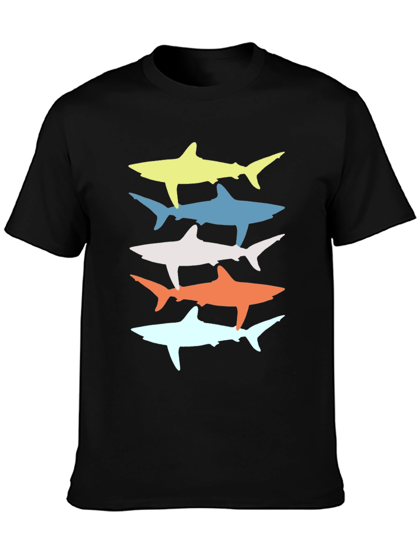 Retro Shark Stack Graphic Tee - Cool Casual Style