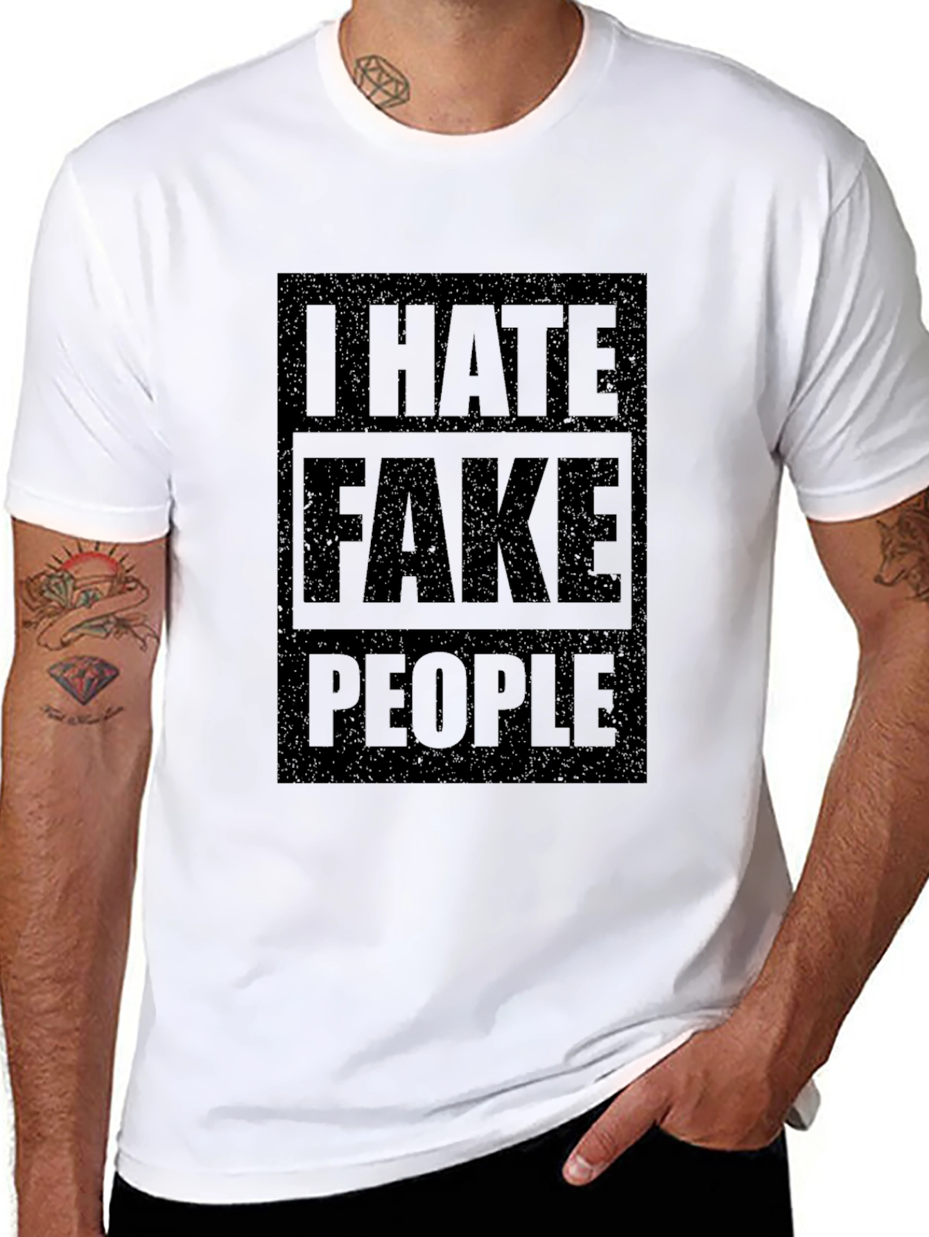 I HATE FAKE PEOPLE Black Graphic Tee