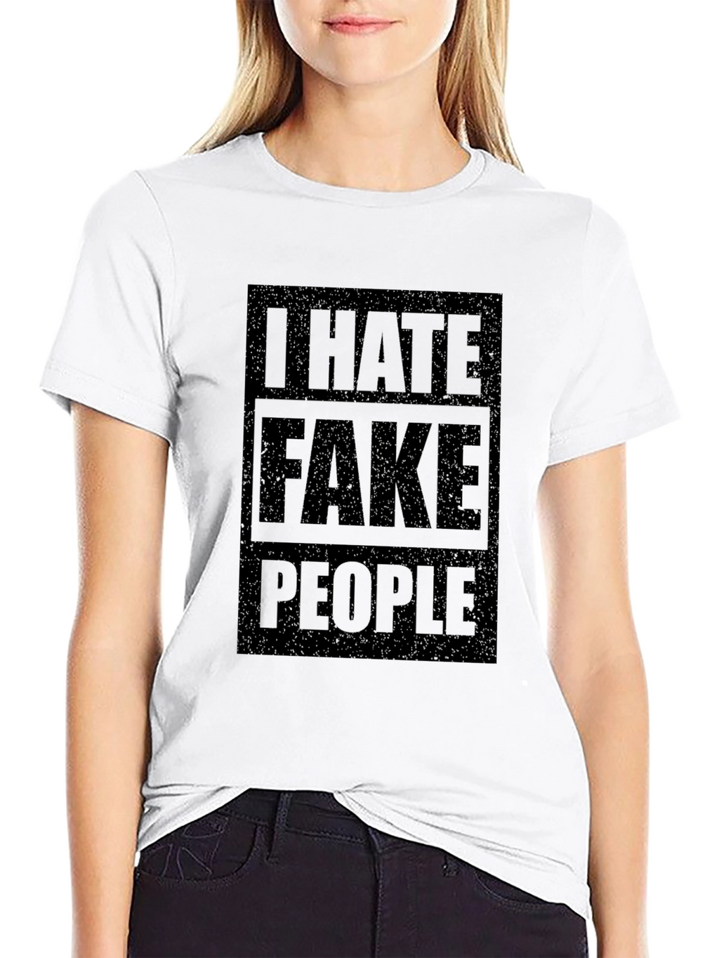 I HATE FAKE PEOPLE Black Graphic Tee