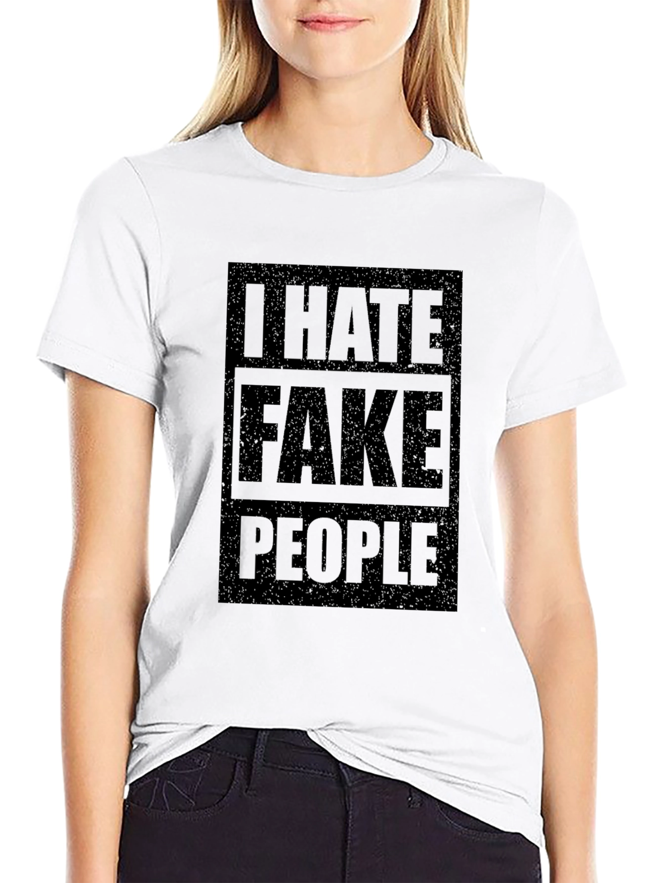 I HATE FAKE PEOPLE Black Graphic Tee