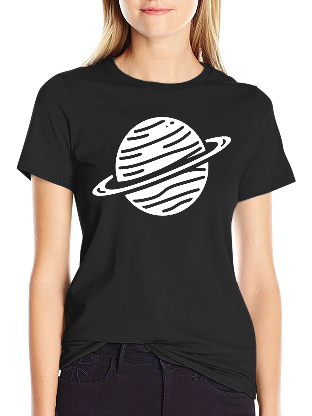 Saturn Graphic Black T-Shirt - Mens Space Tee