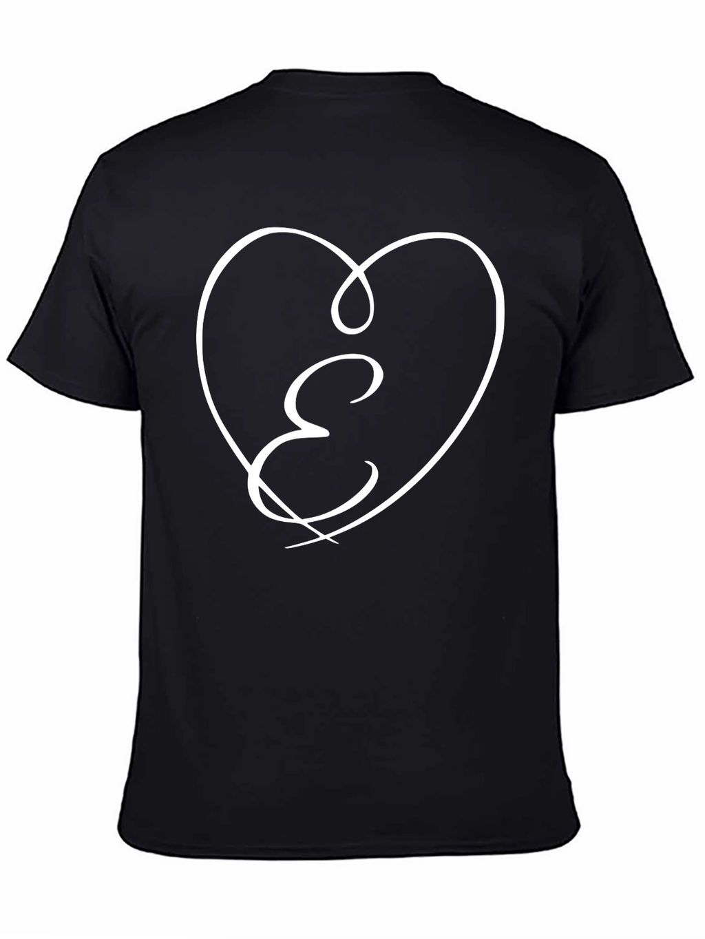 E Heart Graphic Tee - Stylish Black Cotton T-Shirt