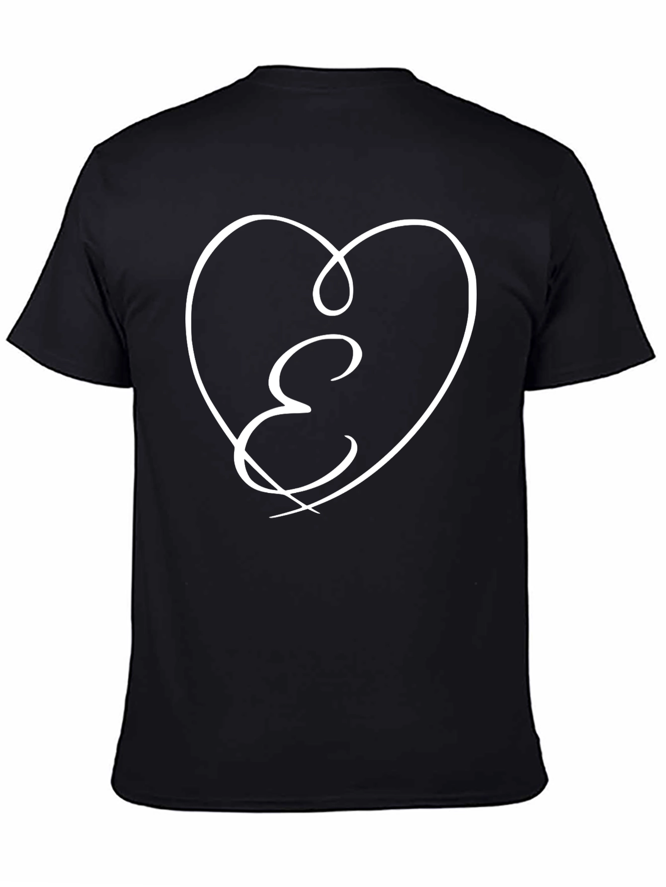 E Heart Graphic Tee - Stylish Black Cotton T-Shirt