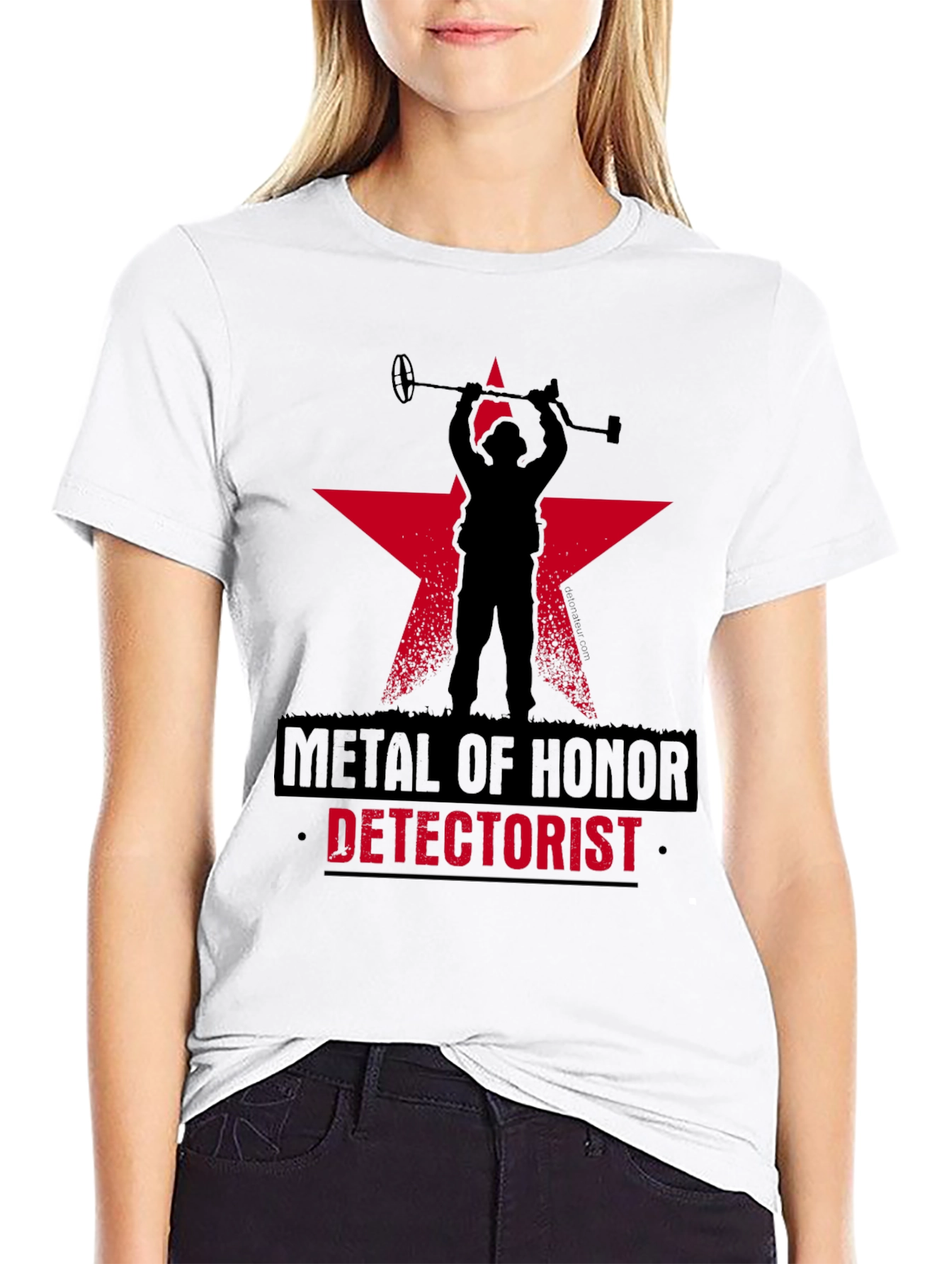 Metal Detectorist Honor T-Shirt Black Star Design
