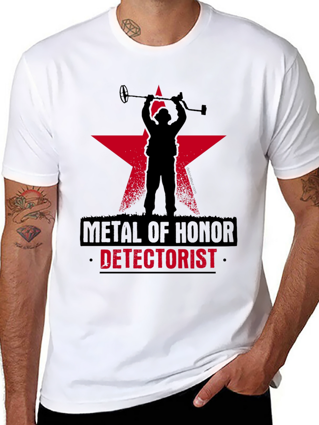 Metal Detectorist Honor T-Shirt Black Star Design