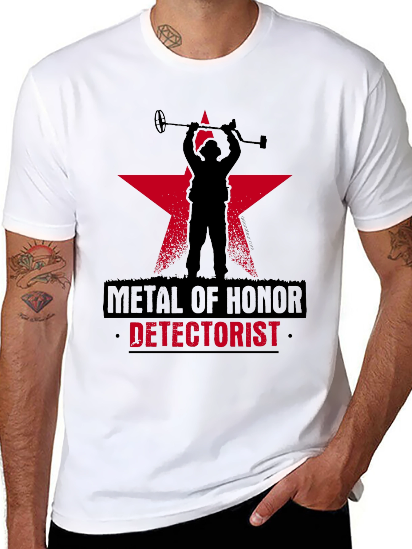 Metal Detectorist Honor T-Shirt Black Star Design