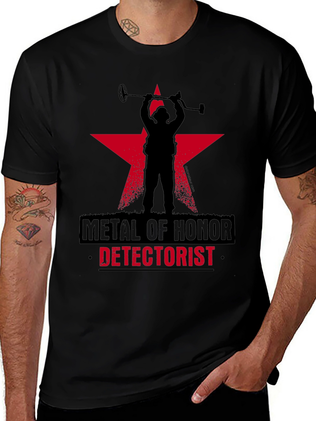 Metal Detectorist Honor T-Shirt Black Star Design