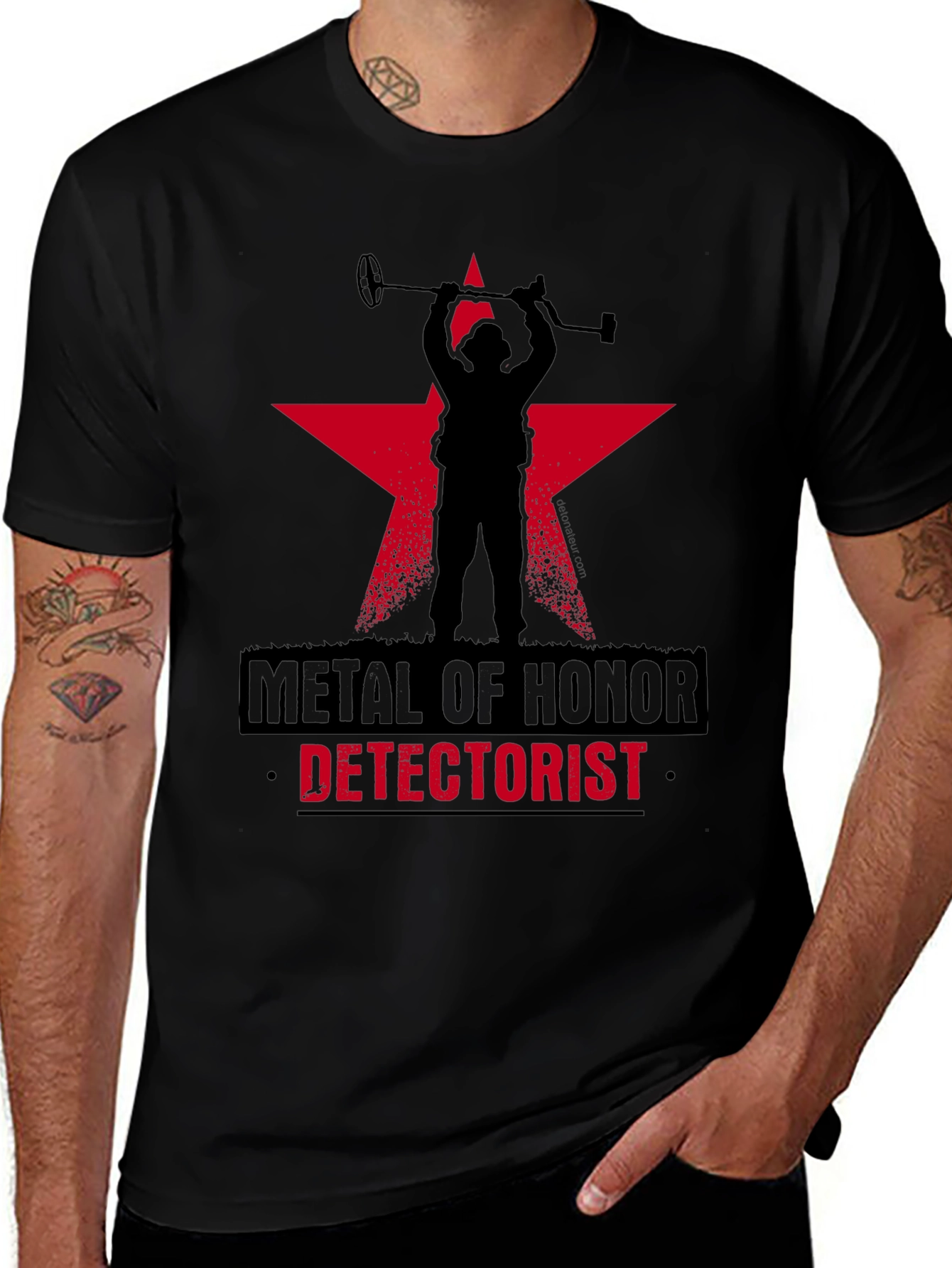 Metal Detectorist Honor T-Shirt Black Star Design
