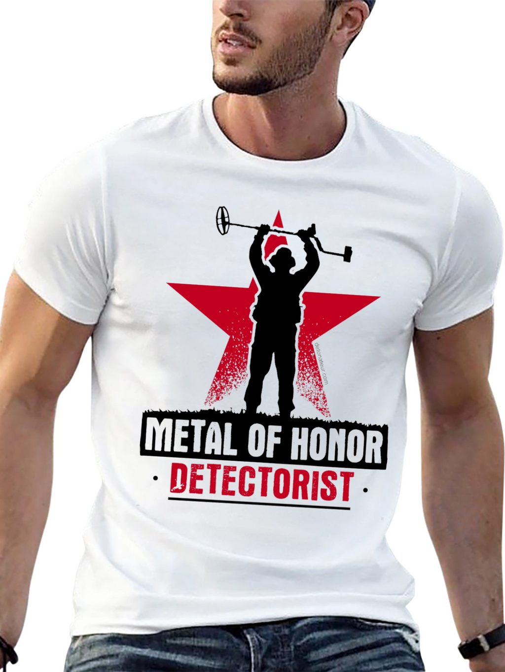 Metal Detectorist Honor T-Shirt Black Star Design