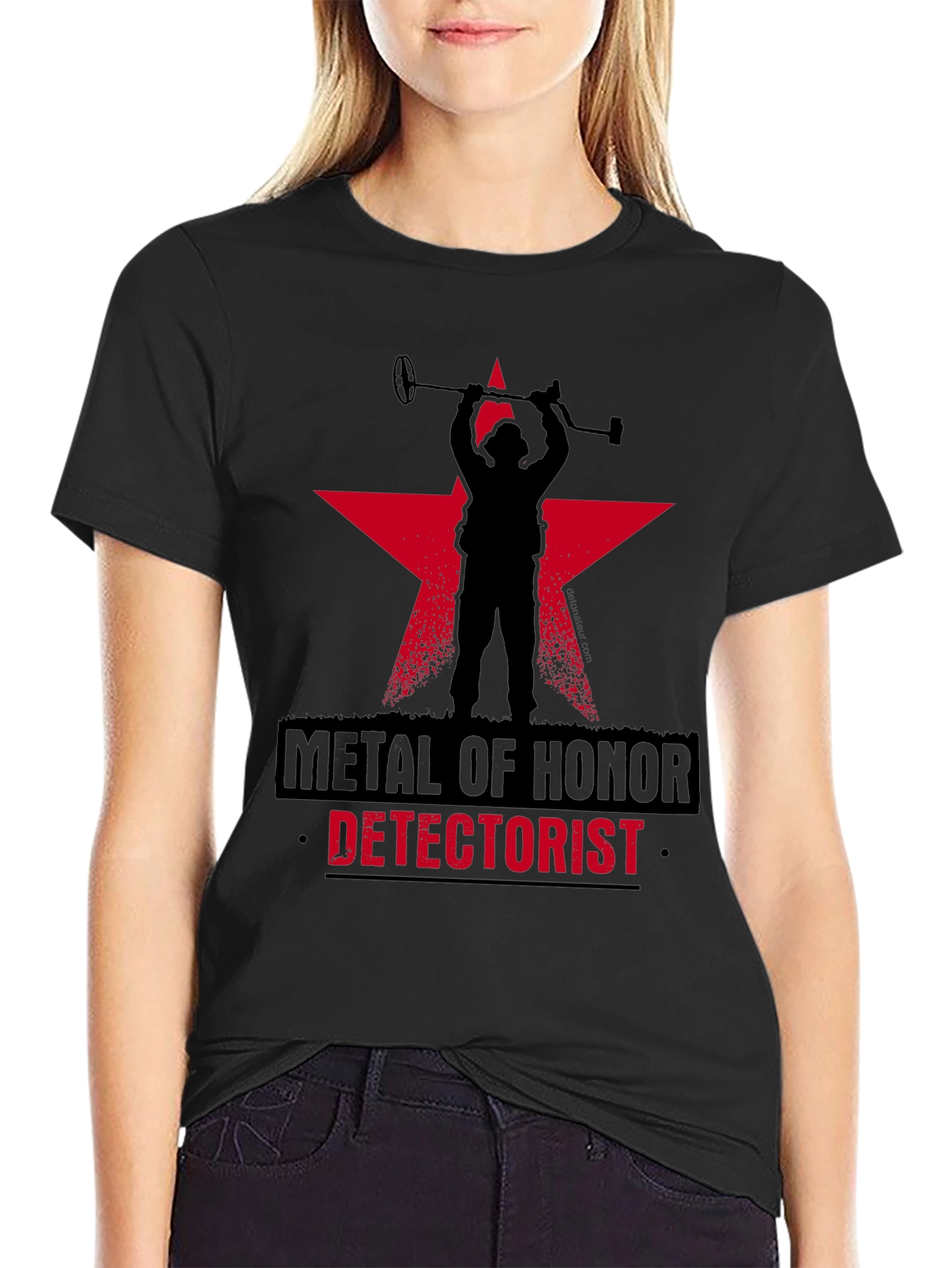 Metal Detectorist Honor T-Shirt Black Star Design