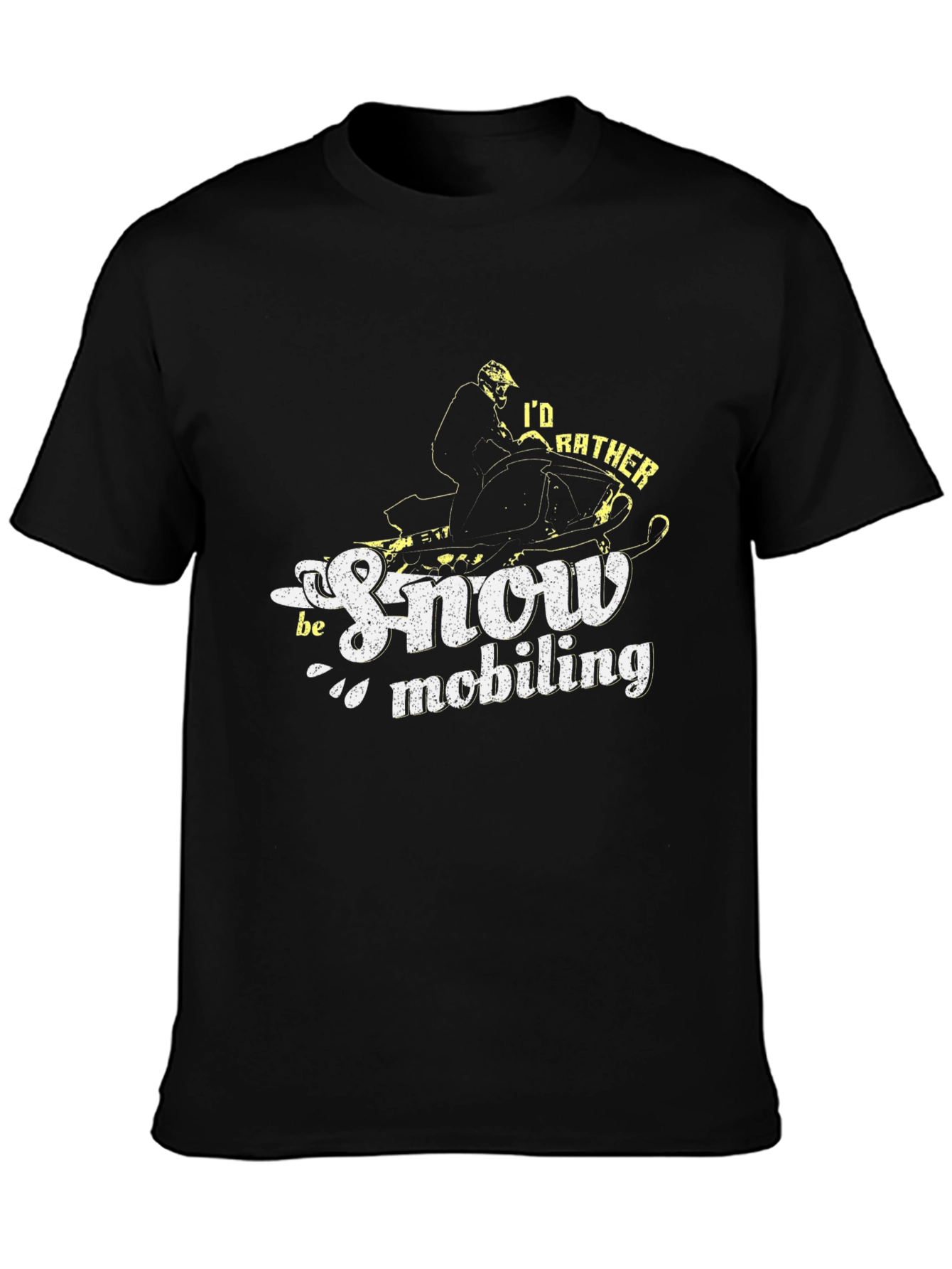 Id Rather Be Snowmobiling Black T-Shirt