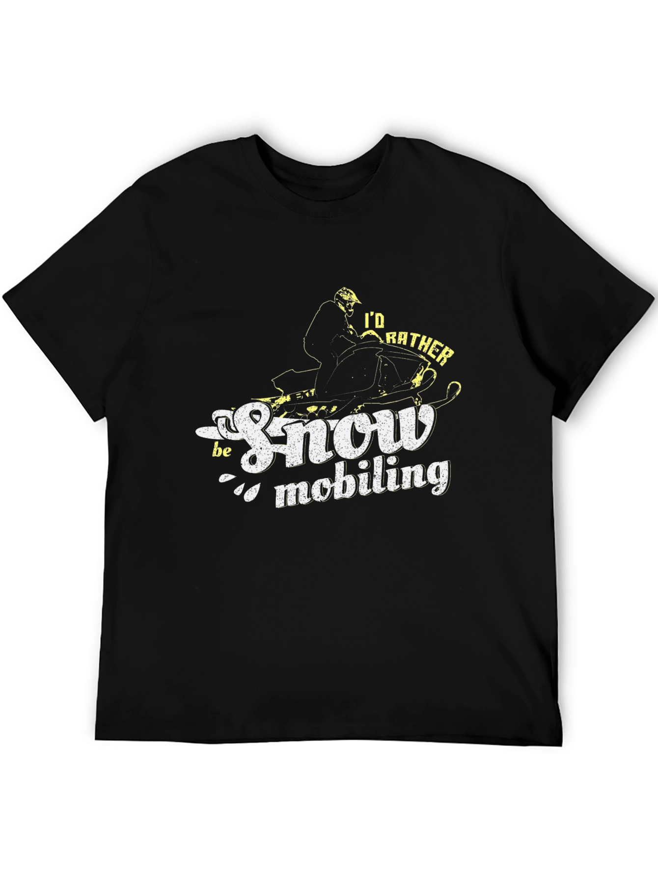 Id Rather Be Snowmobiling Black T-Shirt