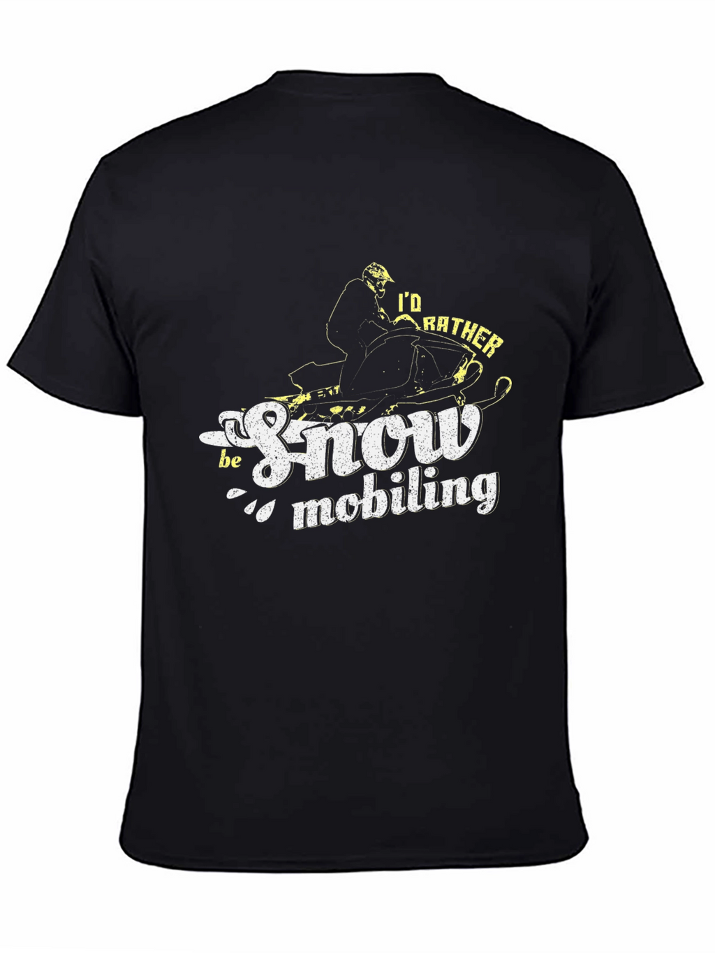 Id Rather Be Snowmobiling Black T-Shirt