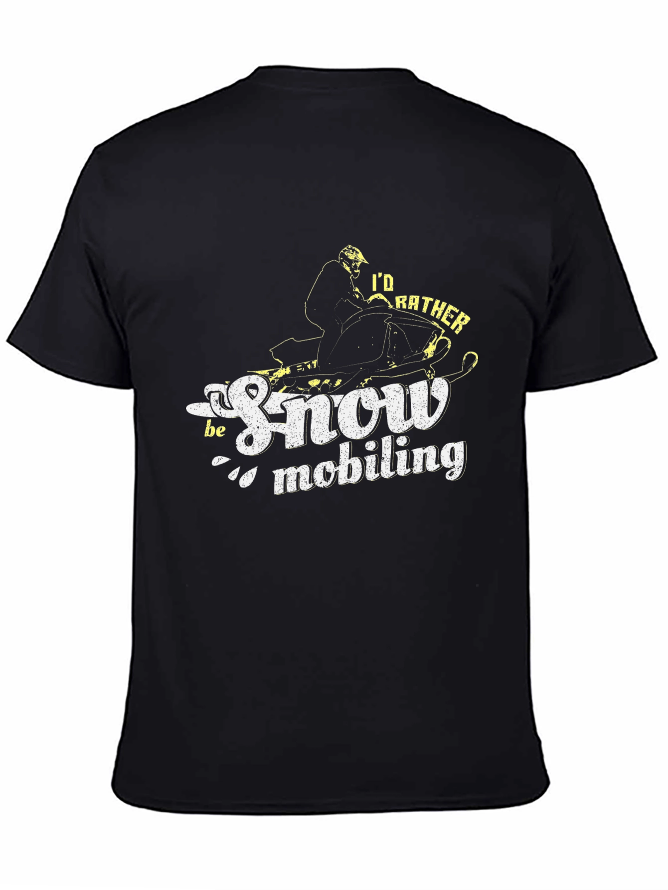 Id Rather Be Snowmobiling Black T-Shirt