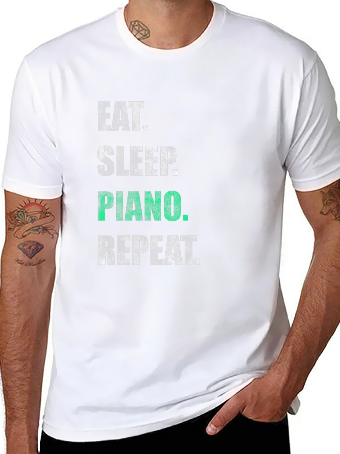 Eat Sleep Piano Repeat Black Graphic T-Shirt