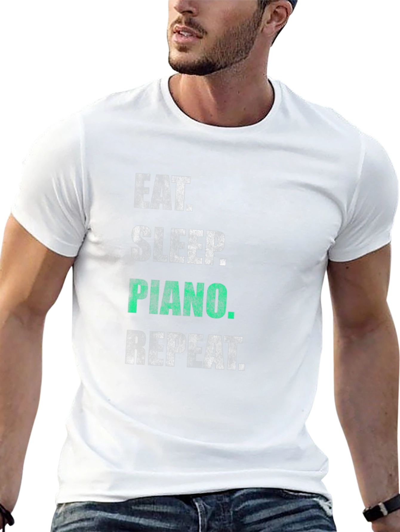 Eat Sleep Piano Repeat Black Graphic T-Shirt