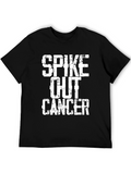 Spike Out Cancer Graphic T-Shirt - Black