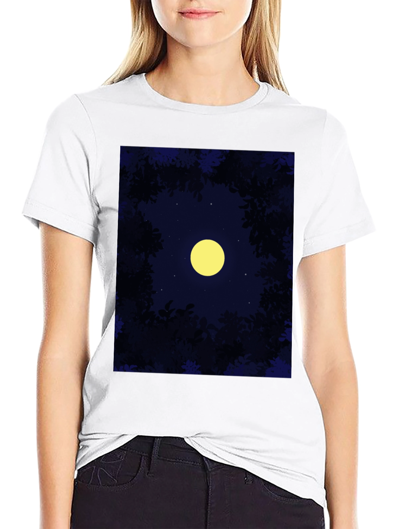 Night Sky Moon T-Shirt - Mens Black Tee