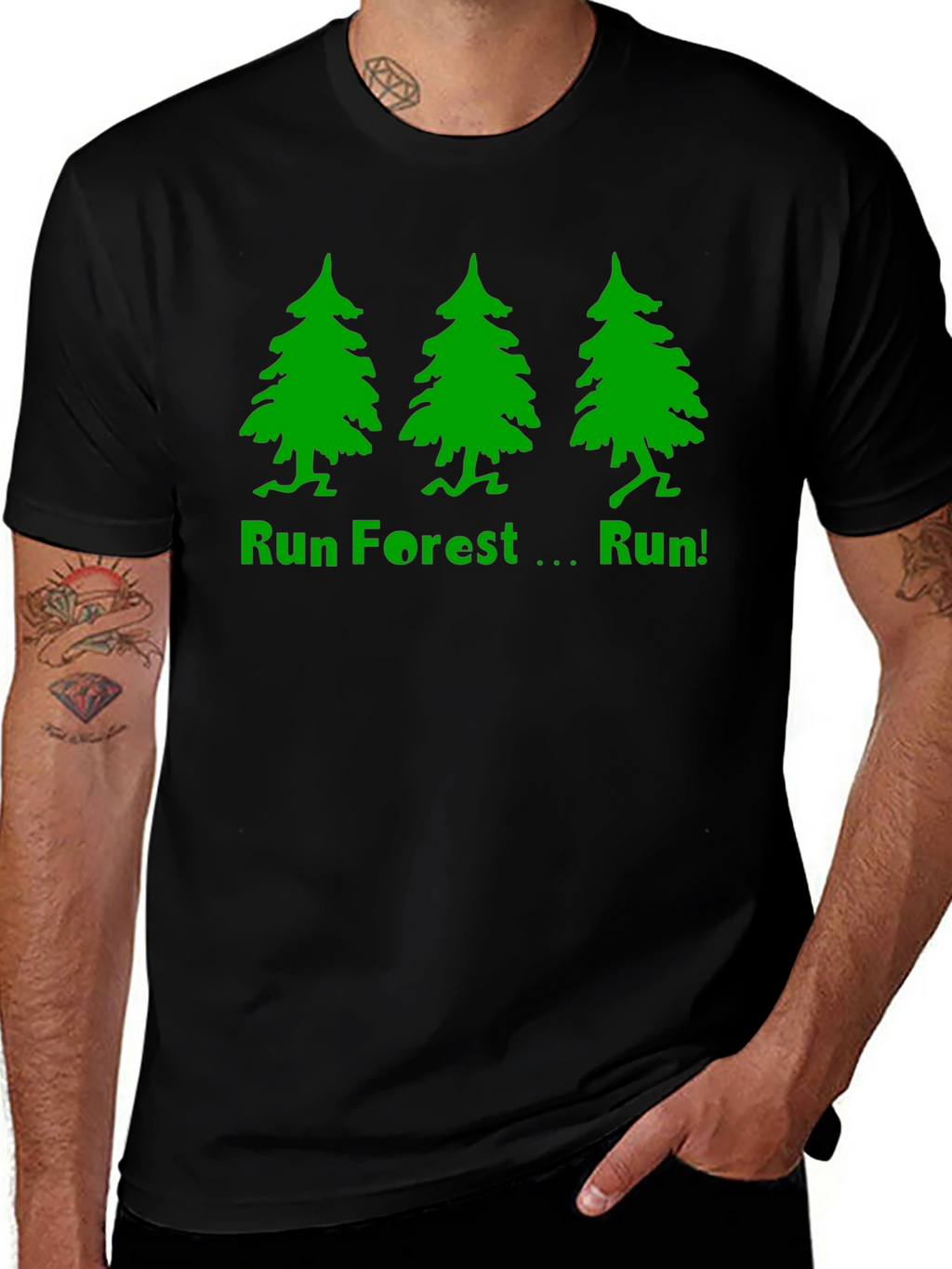 Run Forest Run T-Shirt - Black Cotton Tee
