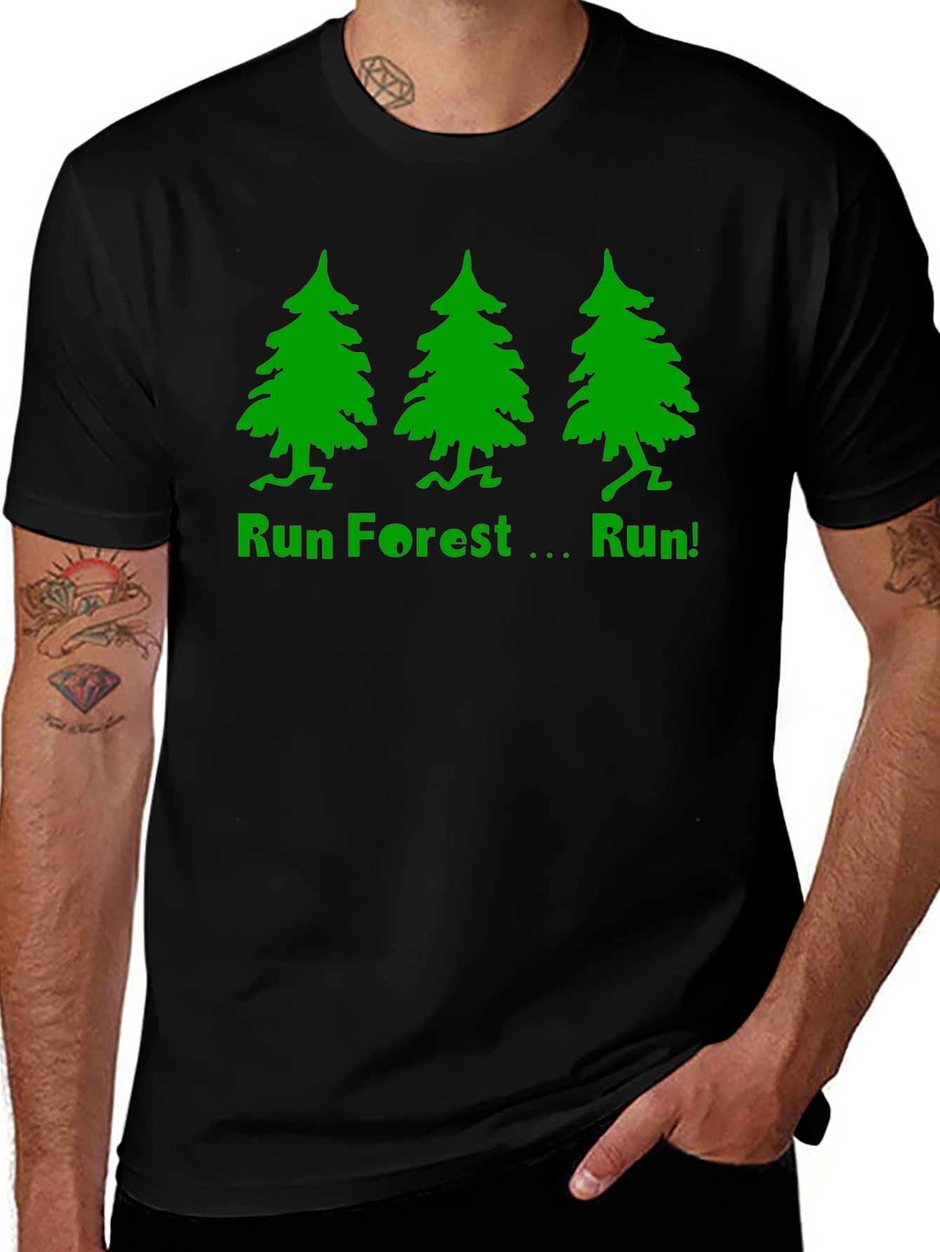 Run Forest Run T-Shirt - Black Cotton Tee