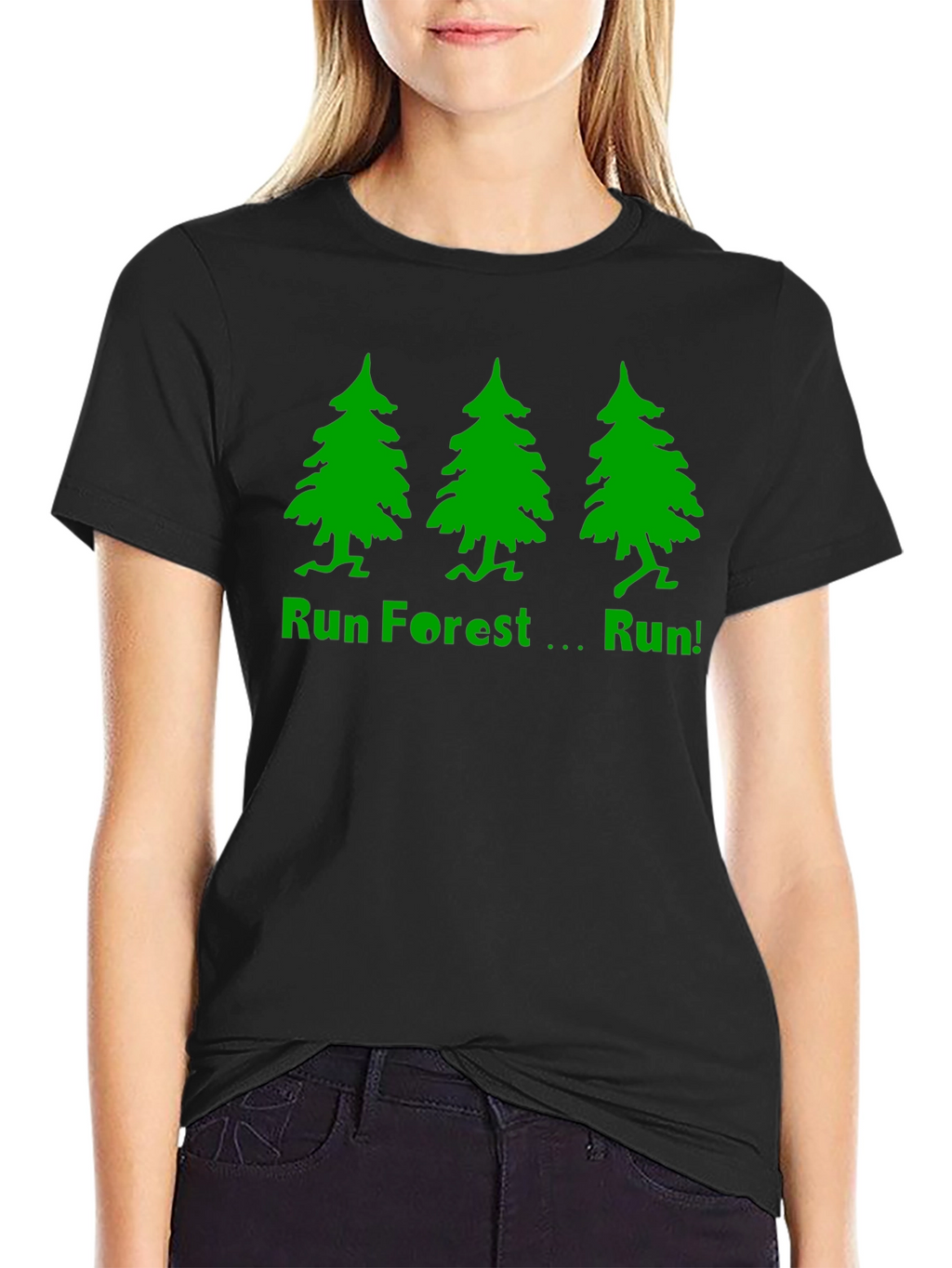 Run Forest Run T-Shirt - Black Cotton Tee